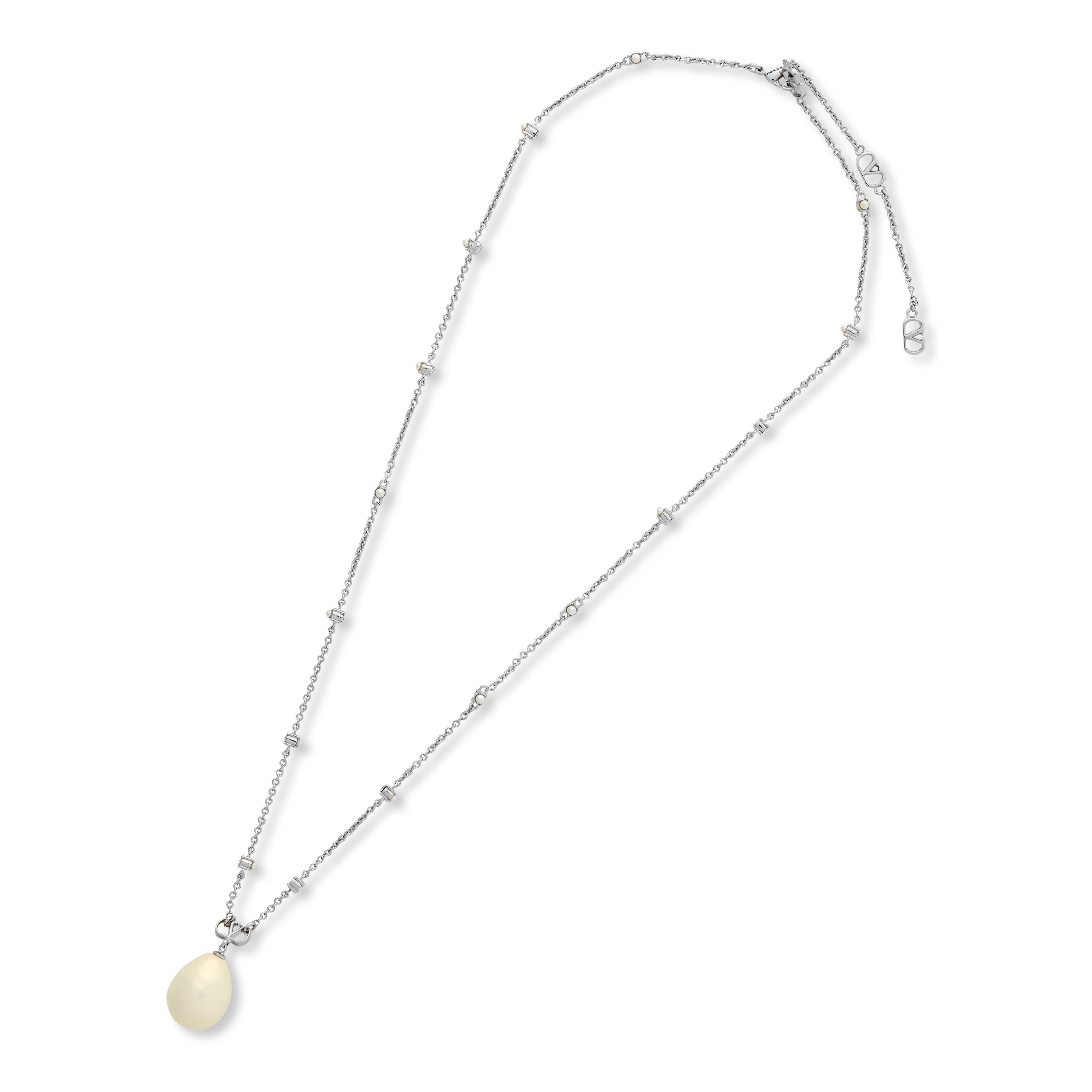 Pallad/Cream - Valentino Garavani - V Logo Signature Necklace - 2