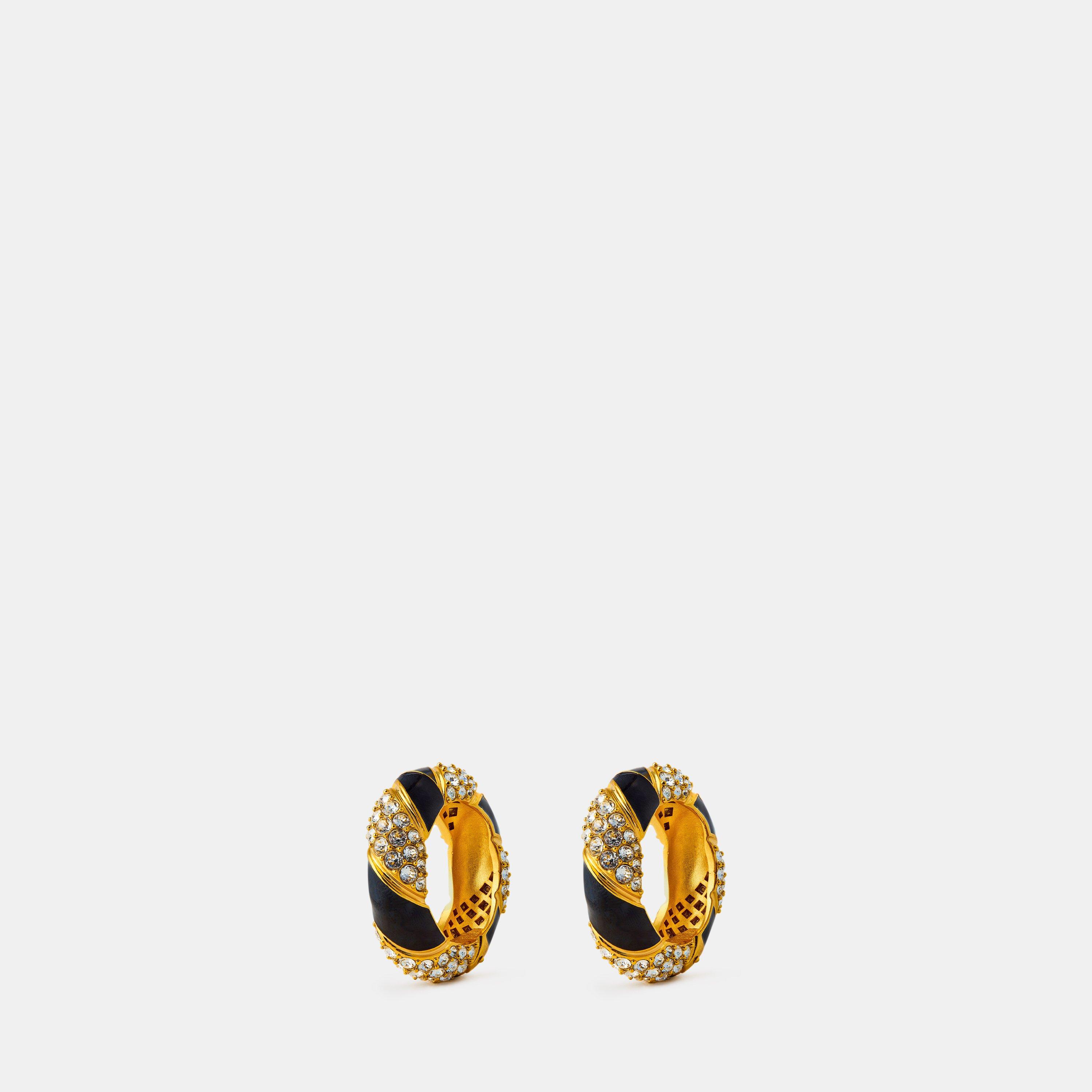 Gold/Black - Valentino Garavani - Women's Ovalette Hoop Earrings - 2