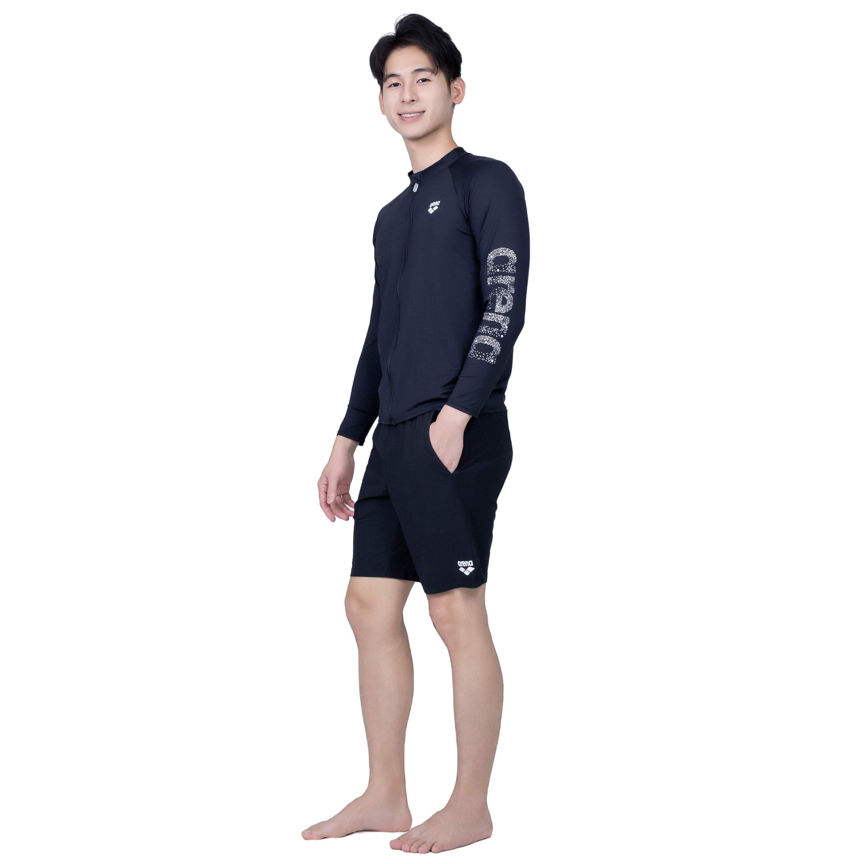 Black - Arena - Men's Long Sleeve Zip Rash Vest - 2