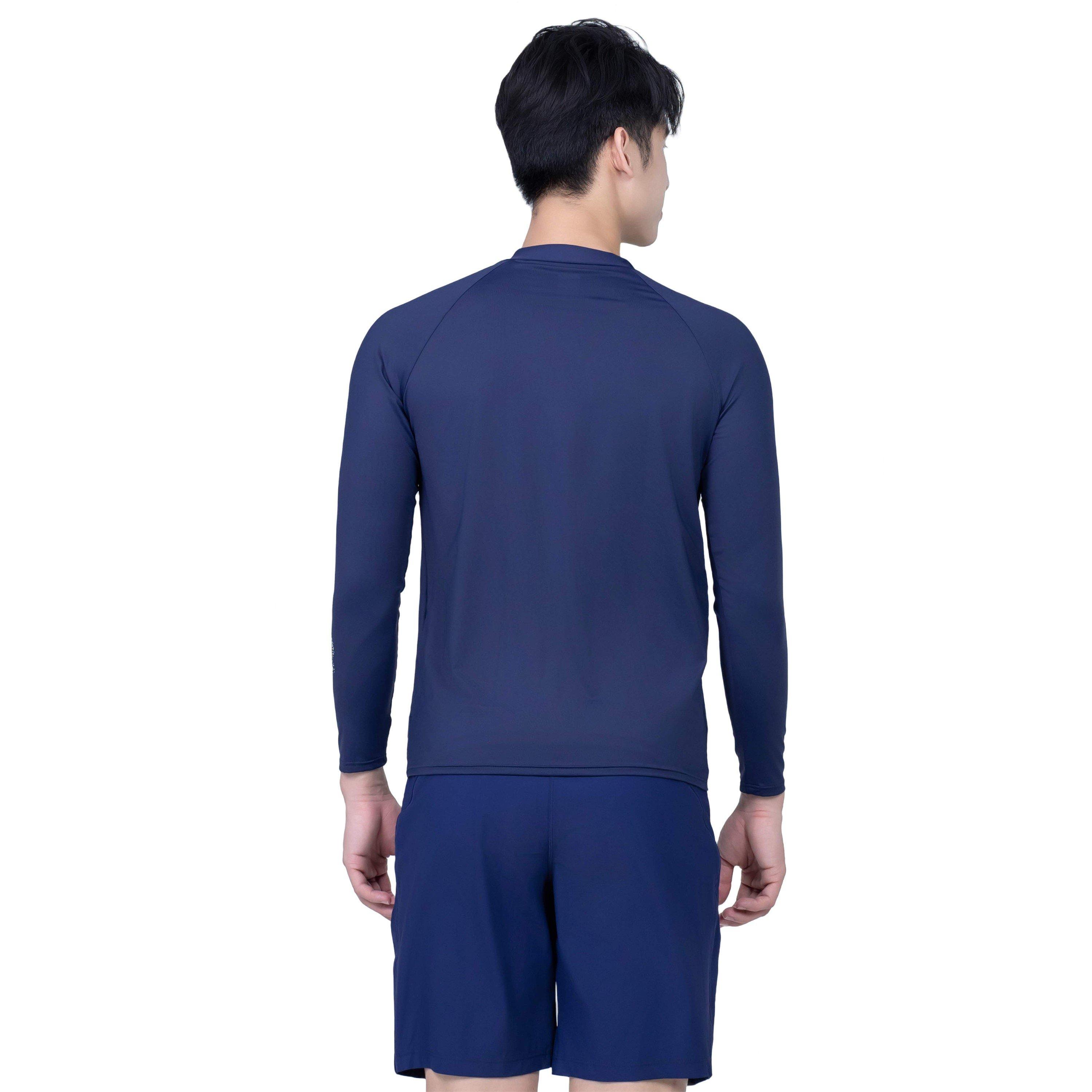 Navy Blue - Arena - Men's Long Sleeve Zip Rash Vest - 3