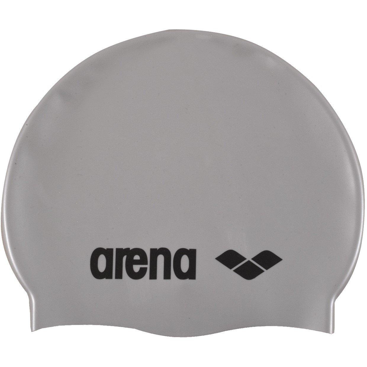 Silver/Black - Arena - Kids Junior Classic Silicone Swim Cap