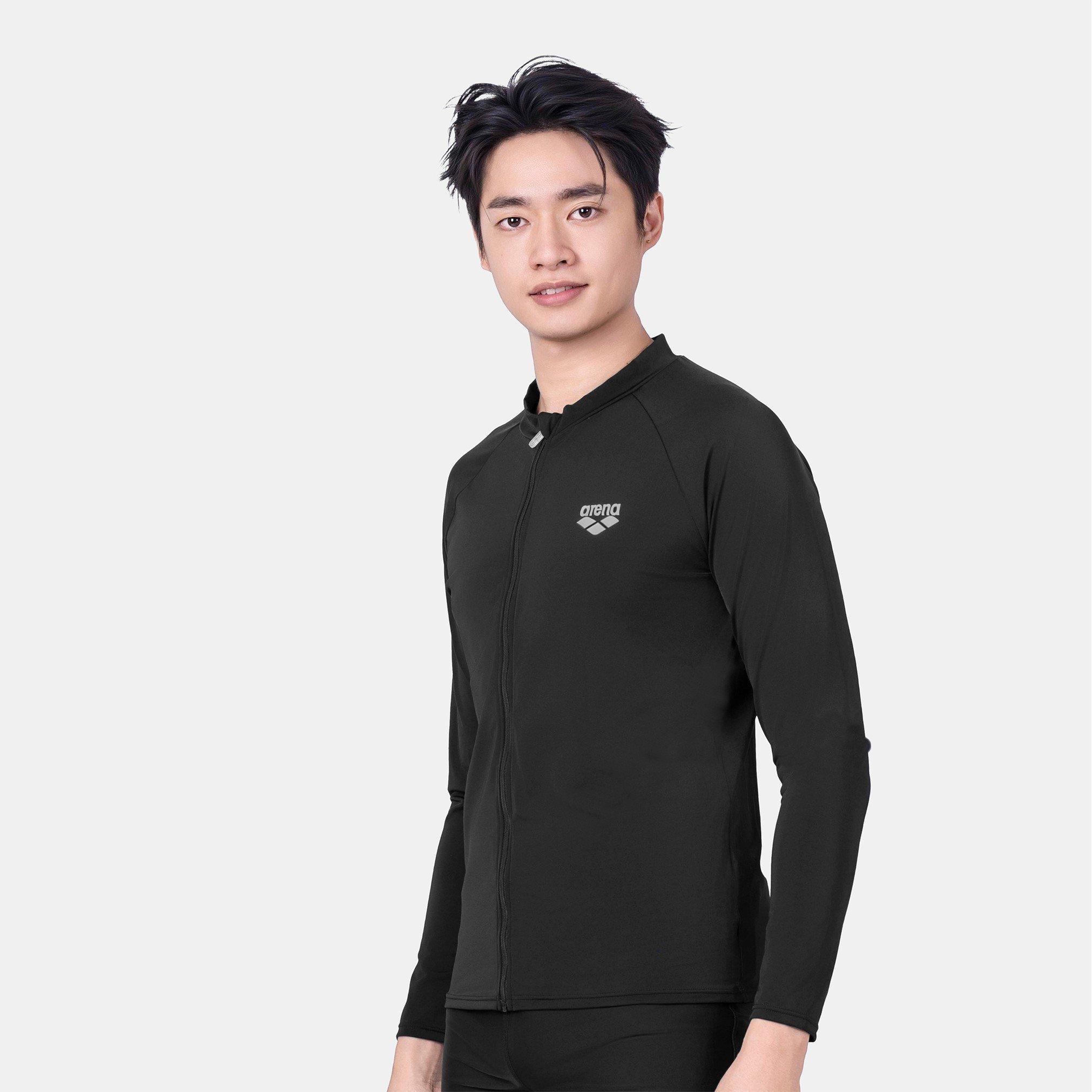 Black/Silver - Arena - LS UV Zip Top Sn00 - 2