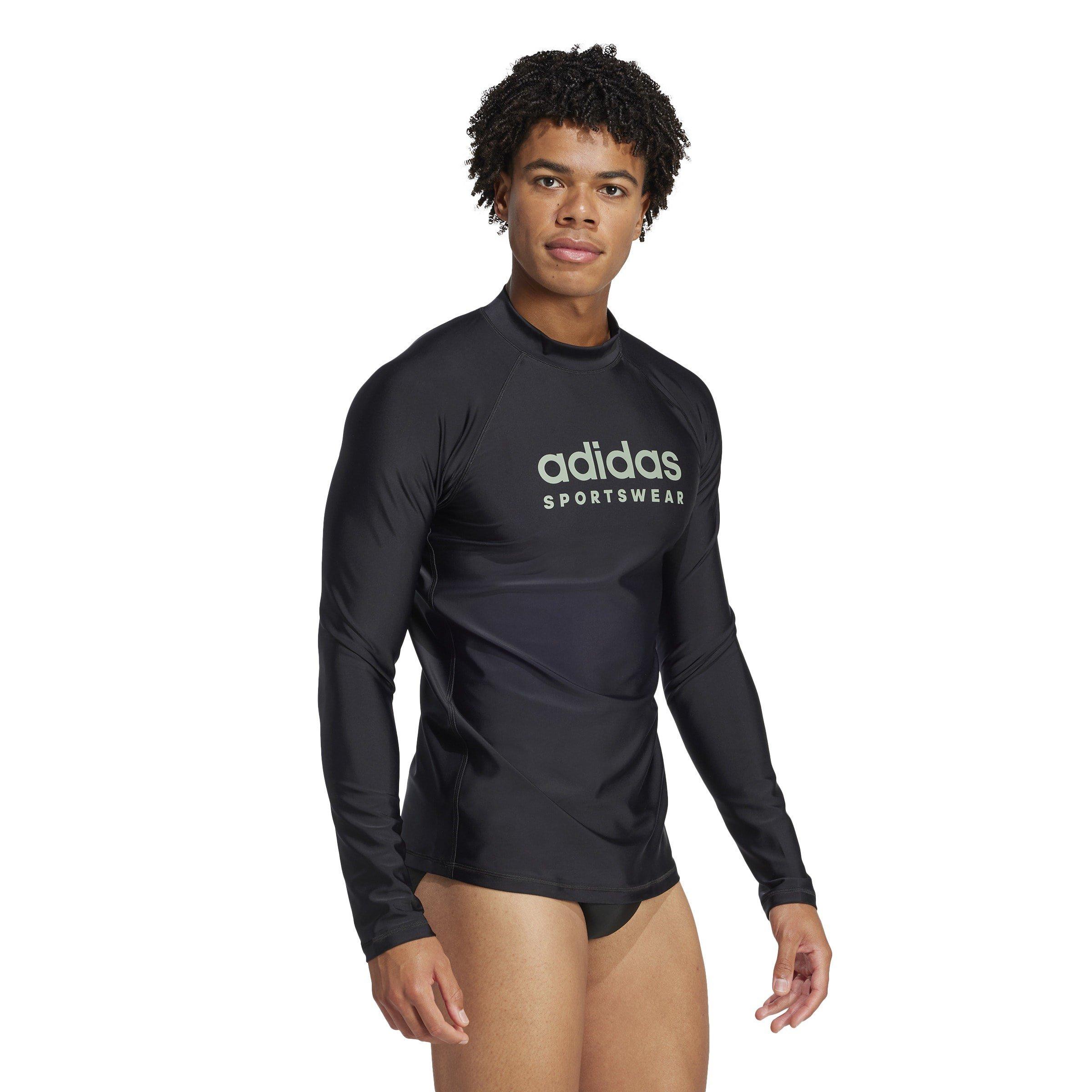Black/Sil Green - adidas - Long Sleeve Rash Guard Mens - 4