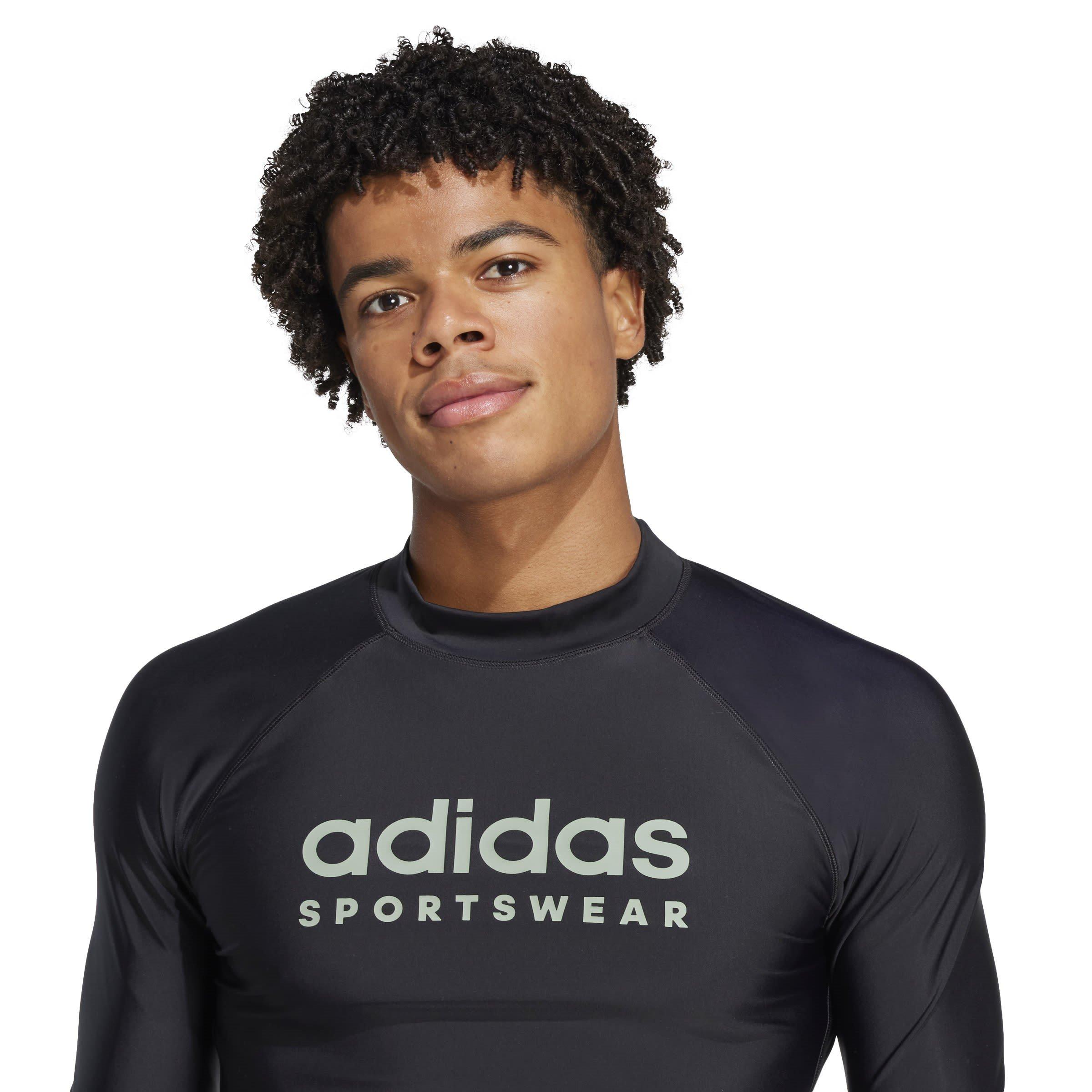 Black/Sil Green - adidas - Long Sleeve Rash Guard Mens - 5