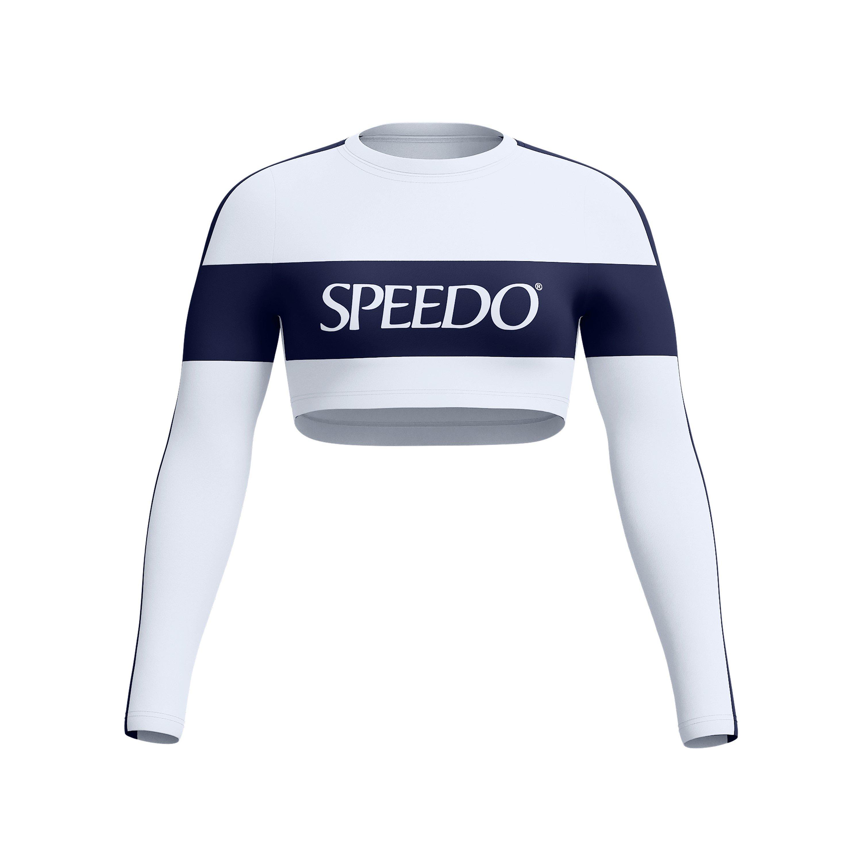 White - Speedo - Jetstream Long Sleeve Colorblock Crop Rashguard - 2