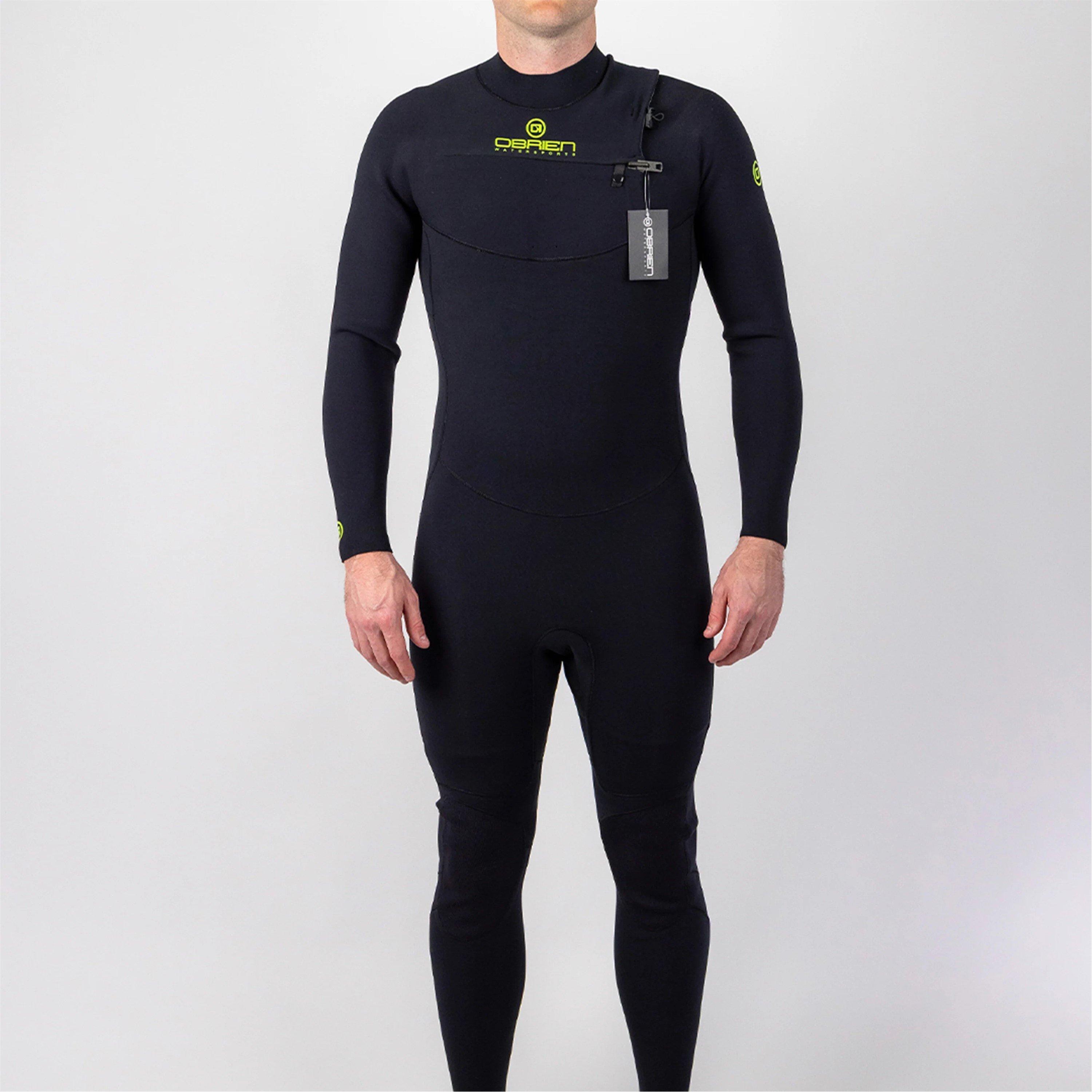 Black - Obrien - Men's Elite 3/2mm Back Zip Premium Neoprene Wetsuit - 1