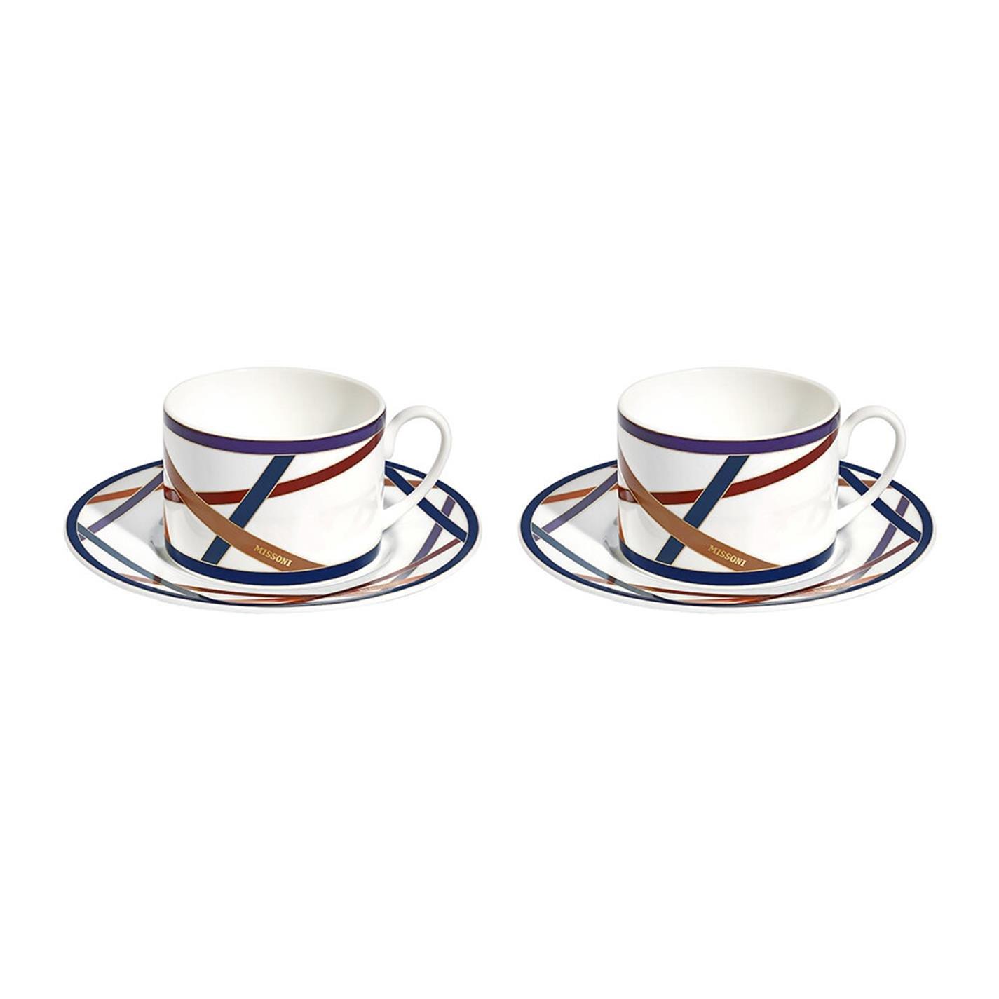 White/Multi - Missoni Home Collection - Nastri Tea Cup and Saucer - 1
