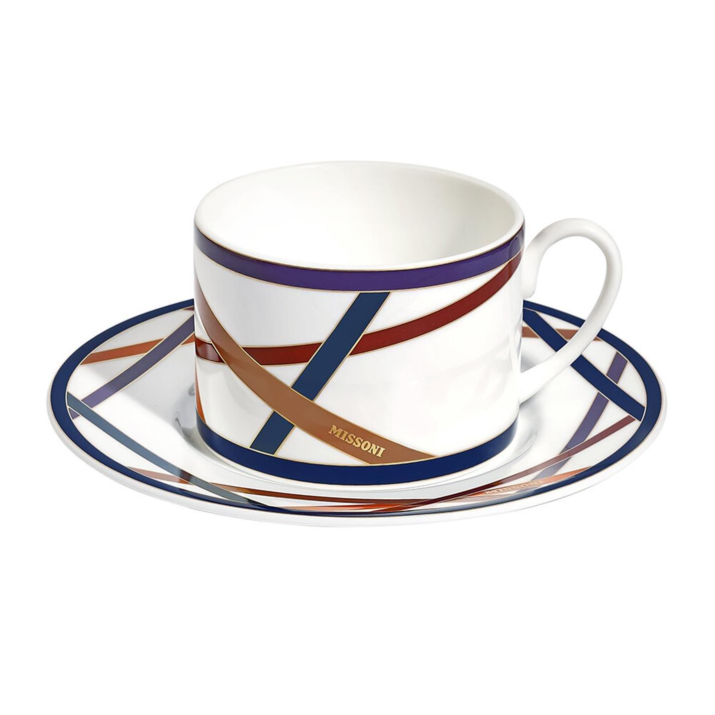 White/Multi - Missoni Home Collection - Nastri Tea Cup and Saucer - 3