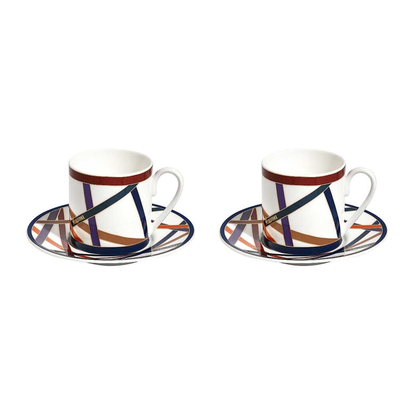 White/Multi - Missoni Home Collection - Nastri Cups and Saucers - 1