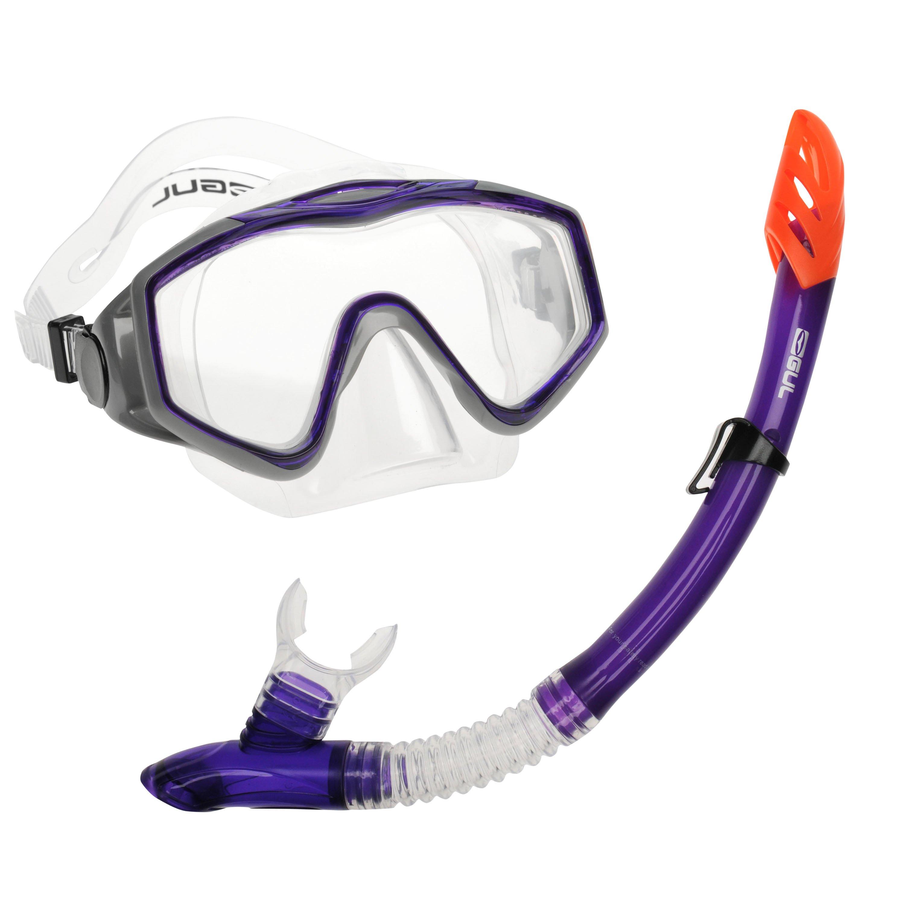 Gul  Adult Snorkelling Set - Tempered Glass Diving Mask & Splash-Proof Snorkel - Purple