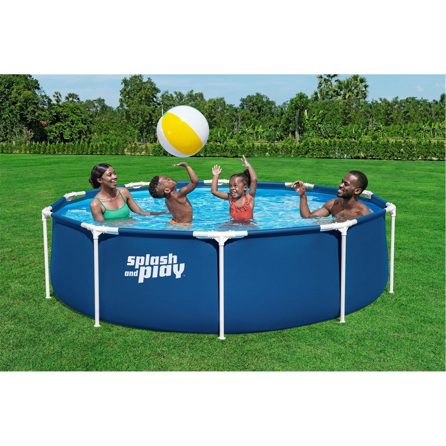 Blue - Bestway - Splash and Play 10ft x 30in Dark Blue Round Steel Pro Above Ground Pool - 1