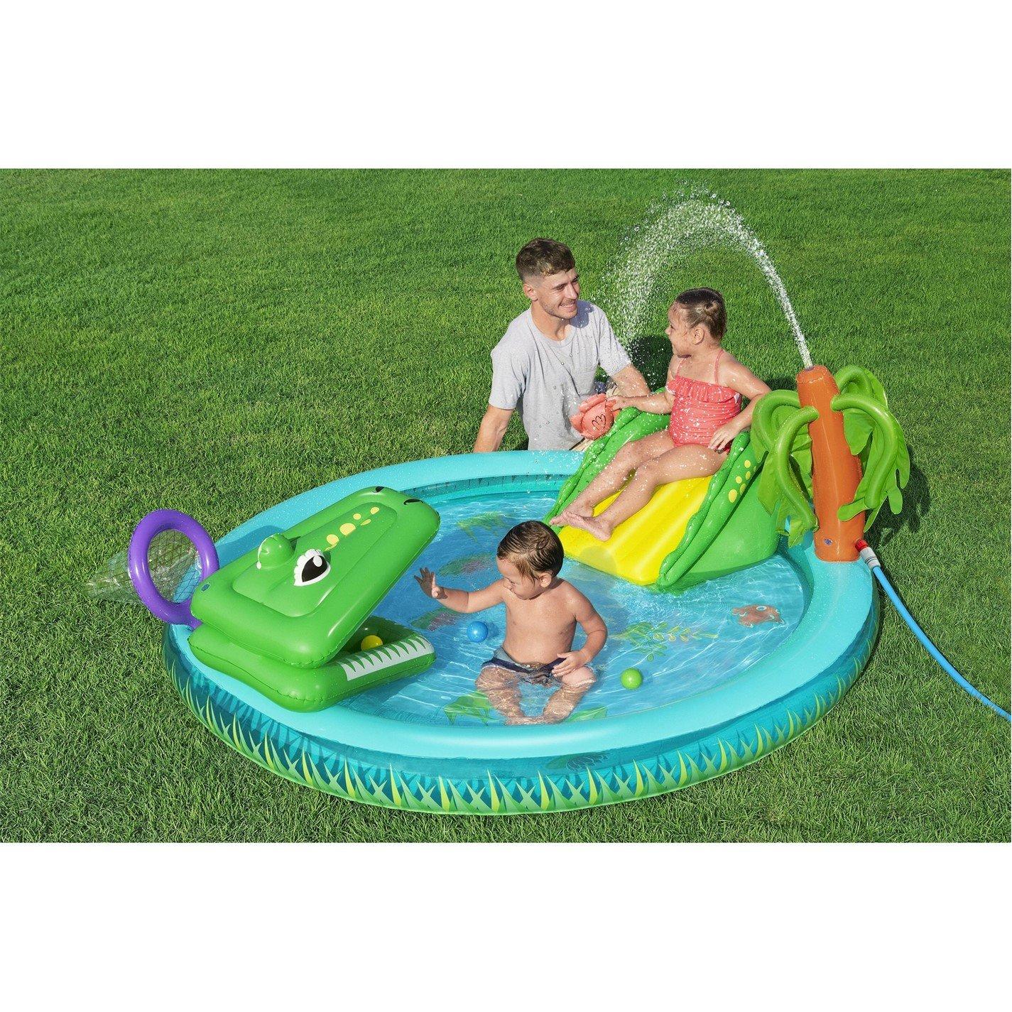 Crocodile - Bestway - Bestway Crocodile Cove Inflatable Paddling Pool with Play Centre - 1