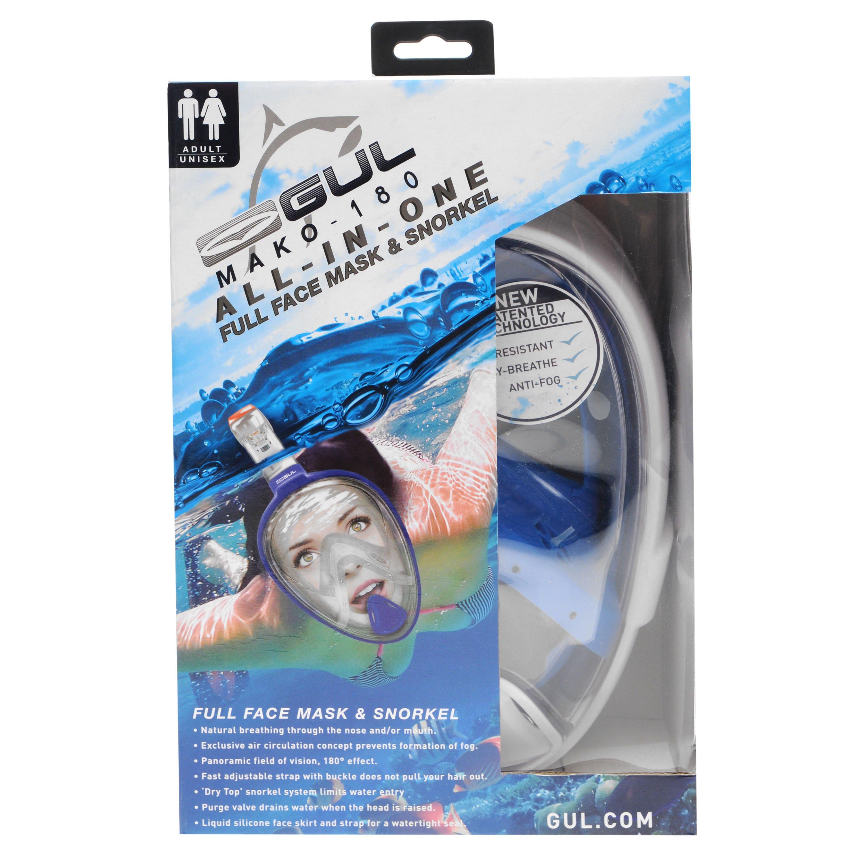 Blu/Bianco - Gul - Mako-180 All In One Snorkel Mask - 3