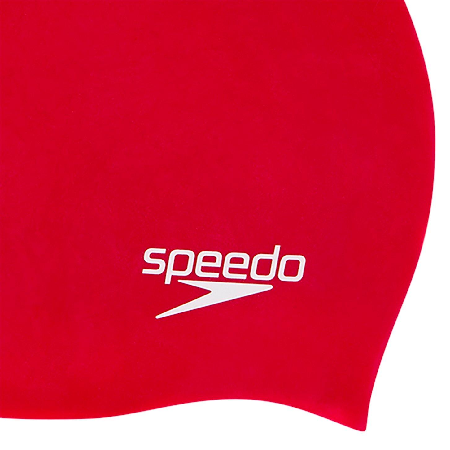 Rot - Speedo - Plain Moulded Silicone Cap Red Junior - 3