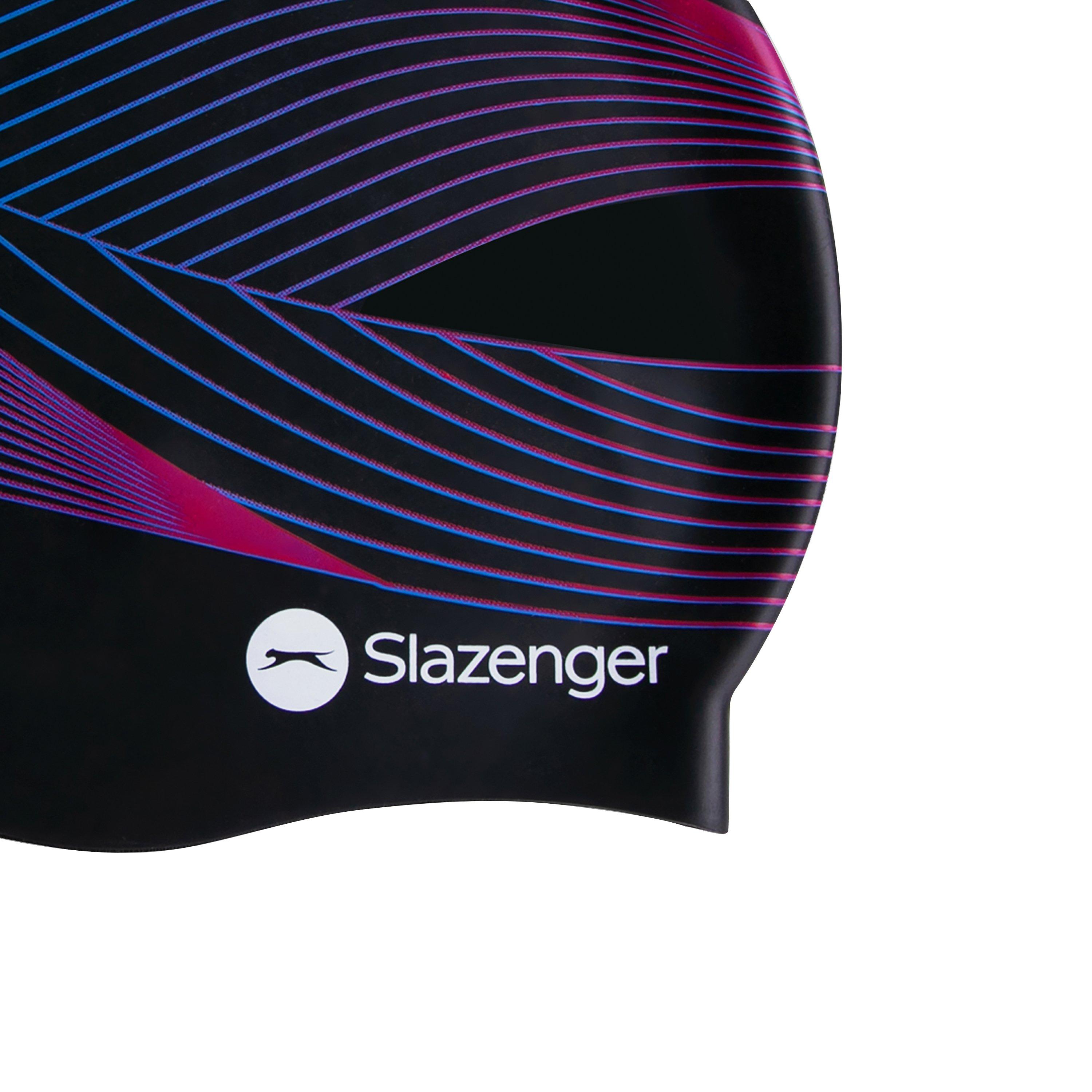Sort/Rosa/Blå - Slazenger - Print Silicone Swimming Cap Adults - 3