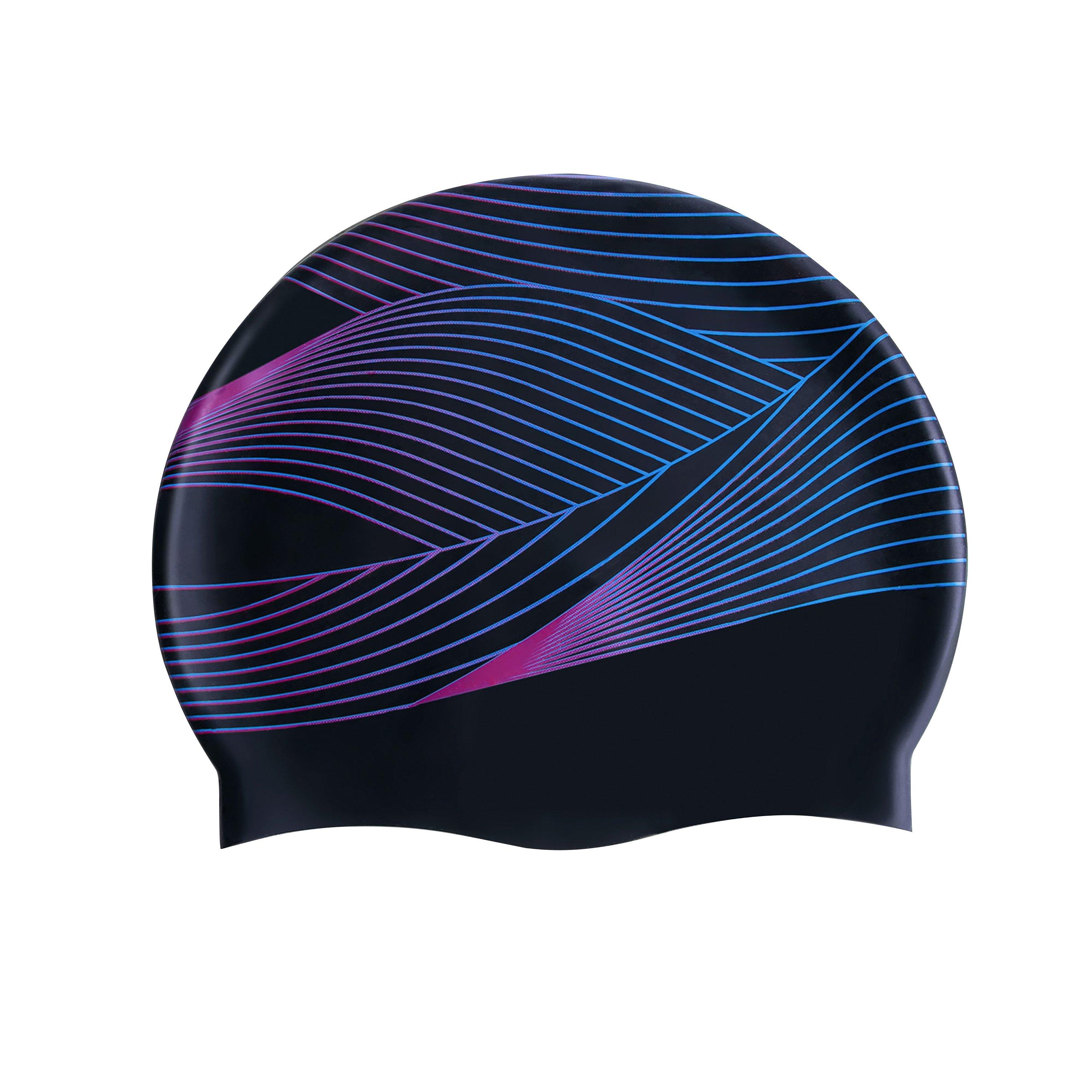 Sort/Rosa/Blå - Slazenger - Print Silicone Swimming Cap Adults - 4