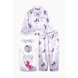 Be You Studio Younger Girls Unicorn 5 Piece Satin Pyjama Set