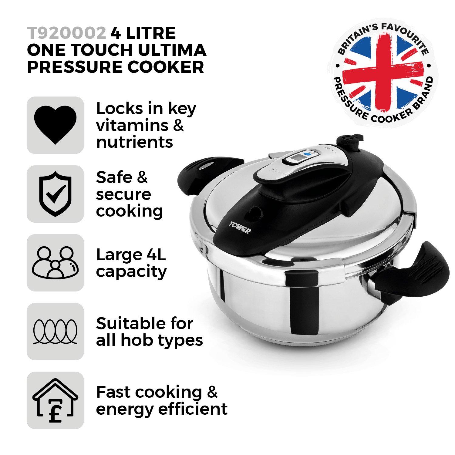 Stainless Steel - Tower - One-Touch Ultima 4L Pressure Cooker S/S - 2