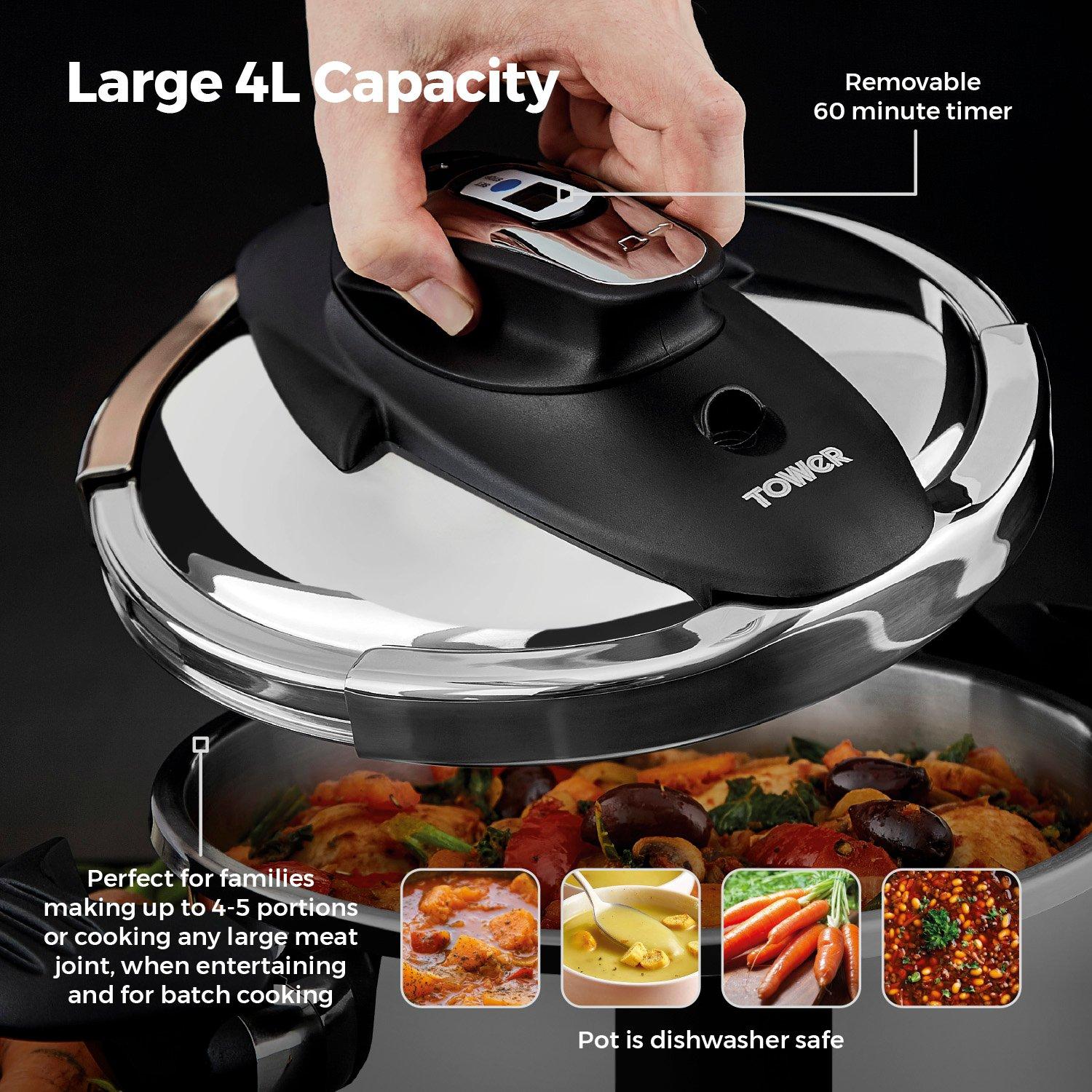 Stainless Steel - Tower - One-Touch Ultima 4L Pressure Cooker S/S - 5