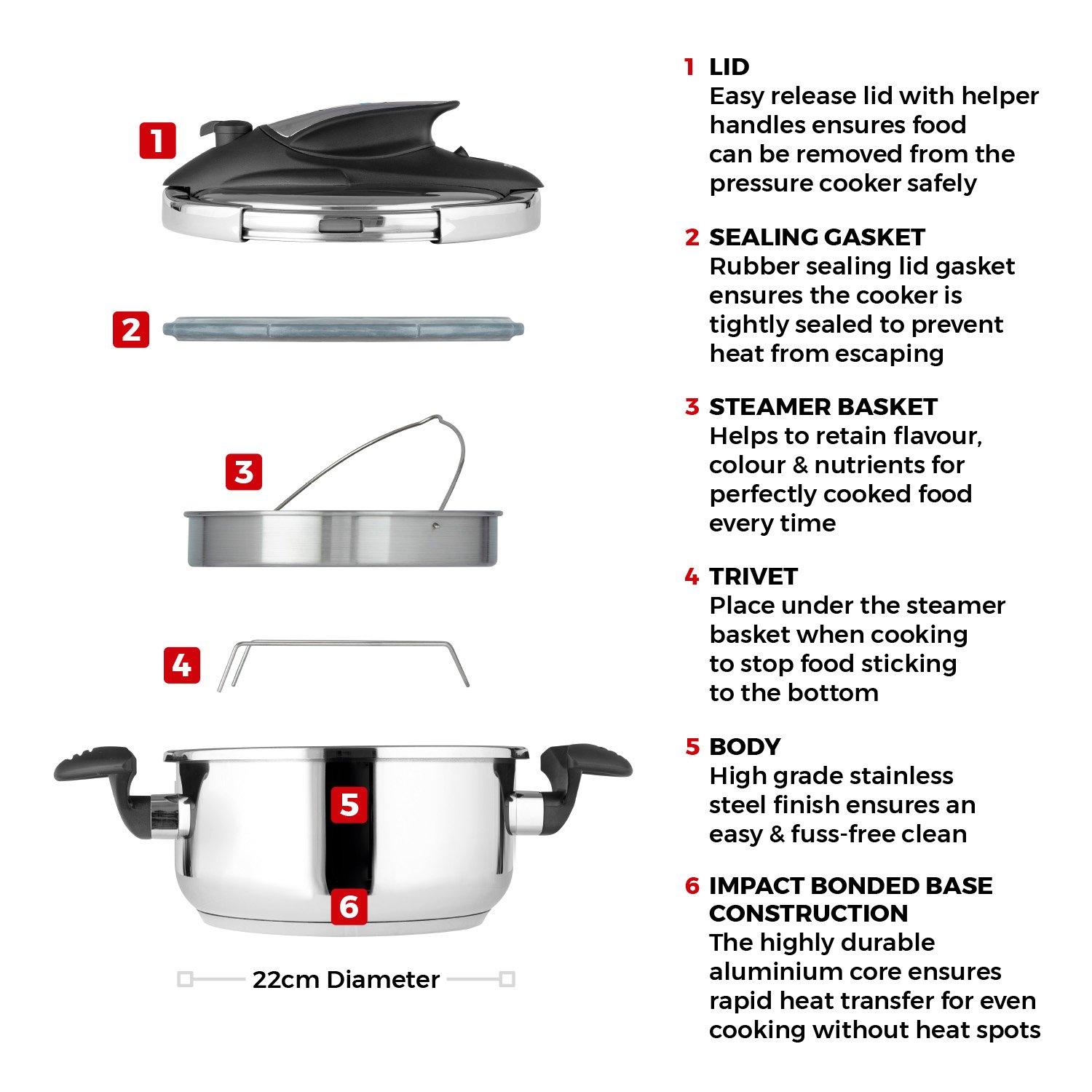 Stainless Steel - Tower - One-Touch Ultima 4L Pressure Cooker S/S - 8