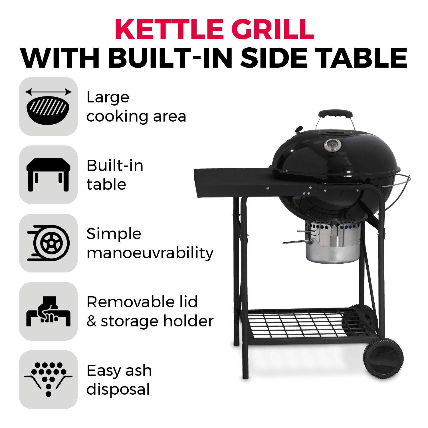 Black - Tower - Kettle Grill with Side Table - 2