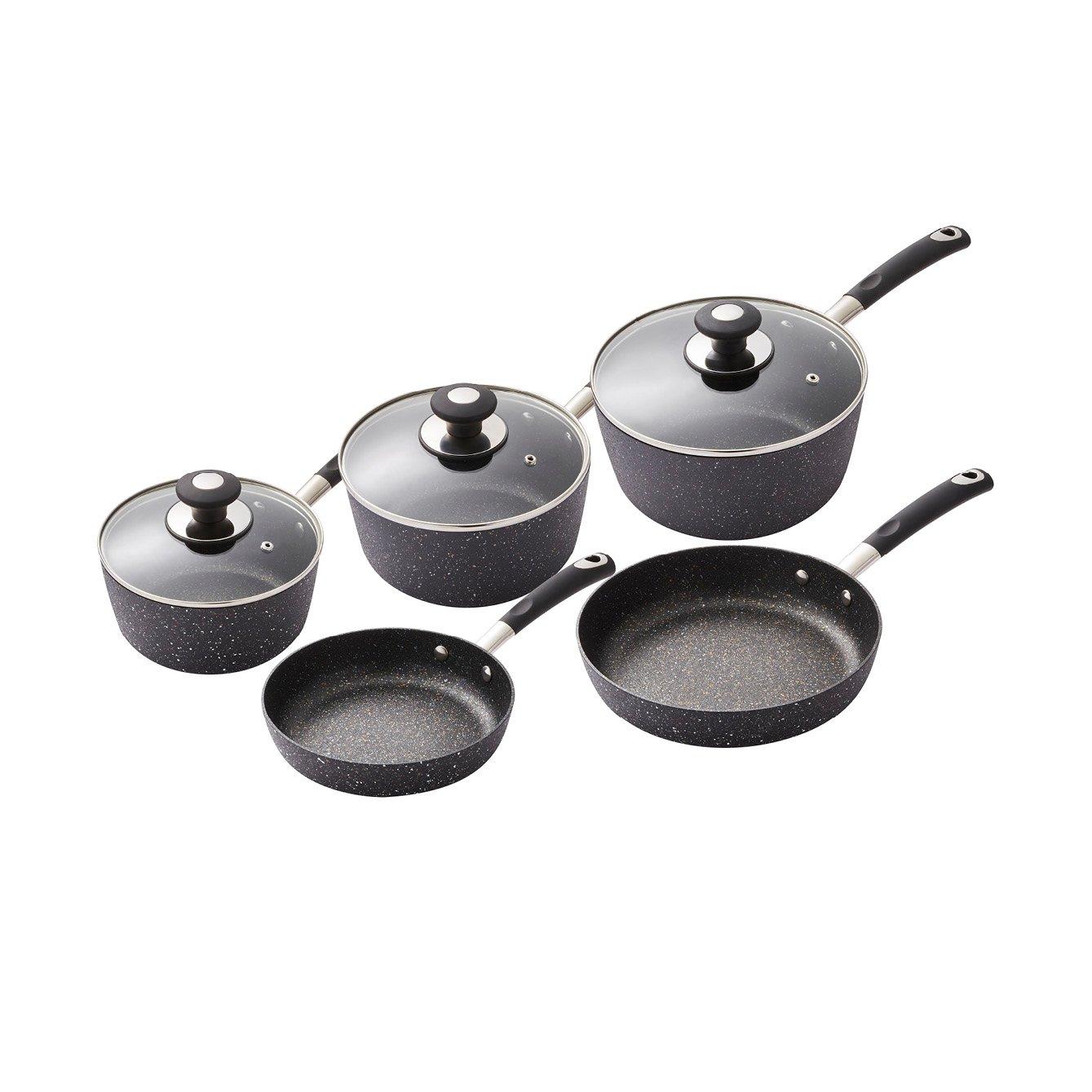 Black - Tower - Precision 5 Piece Non-Stick Pan Set Black - 1