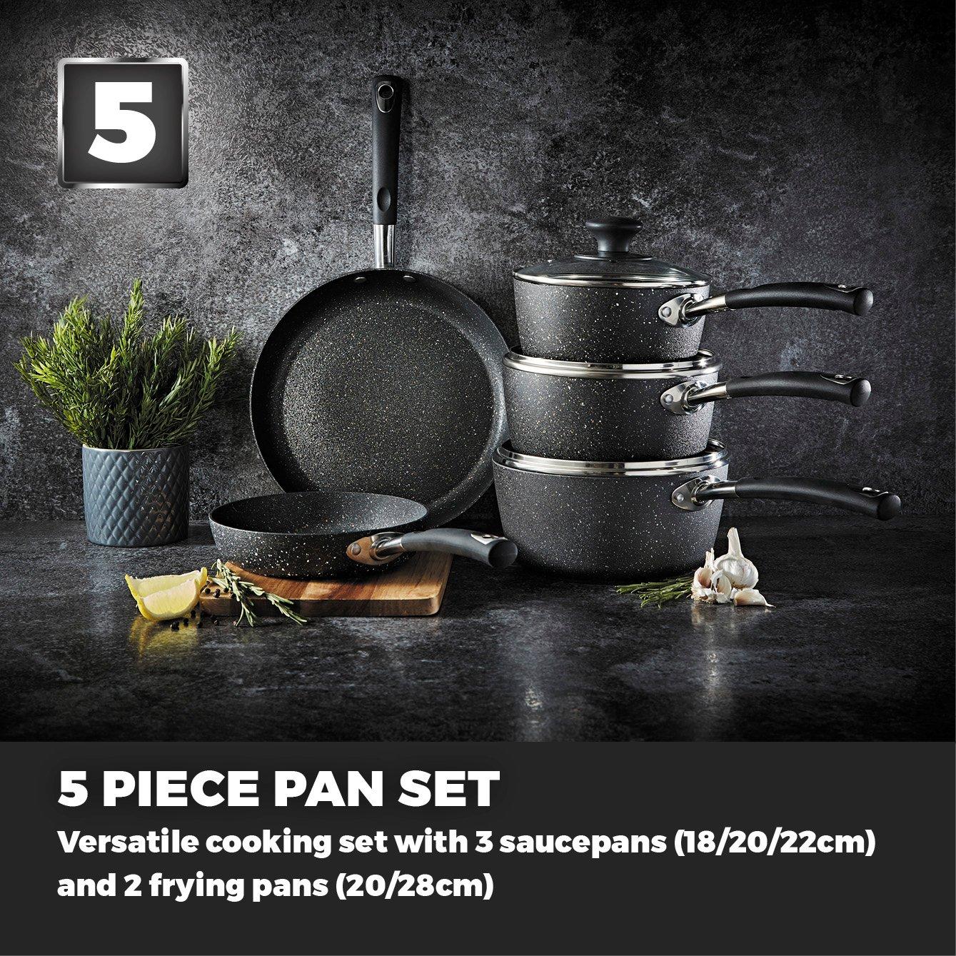 Black - Tower - Precision 5 Piece Non-Stick Pan Set Black - 3