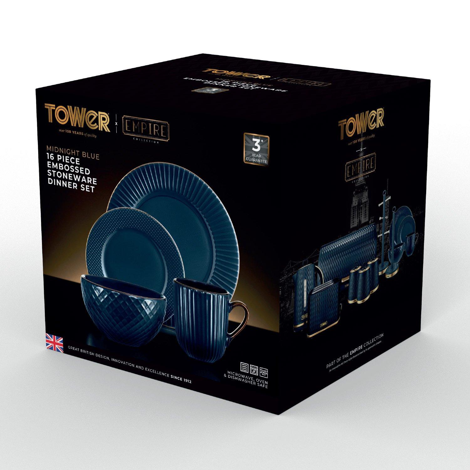 Midnight Blue - Tower - Empire 16 Piece Dinnerware Set - 8