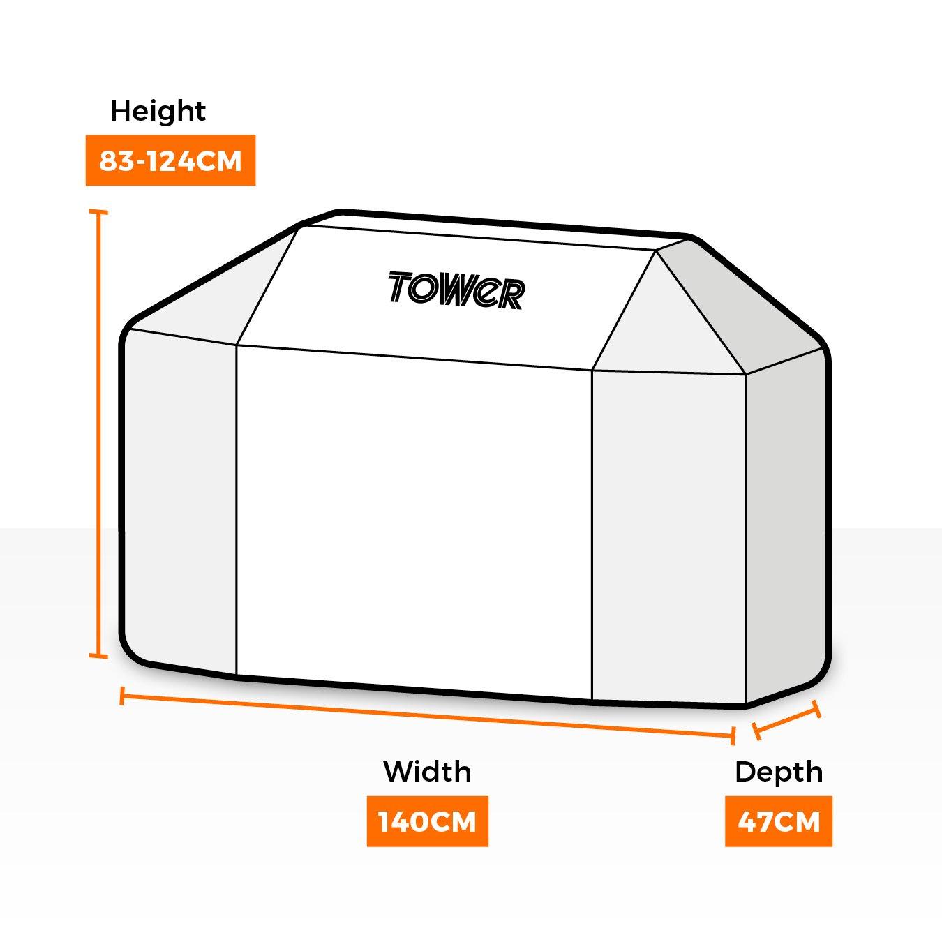 Black - Tower - 3 Burner Gas BBQ Cover Black - 8