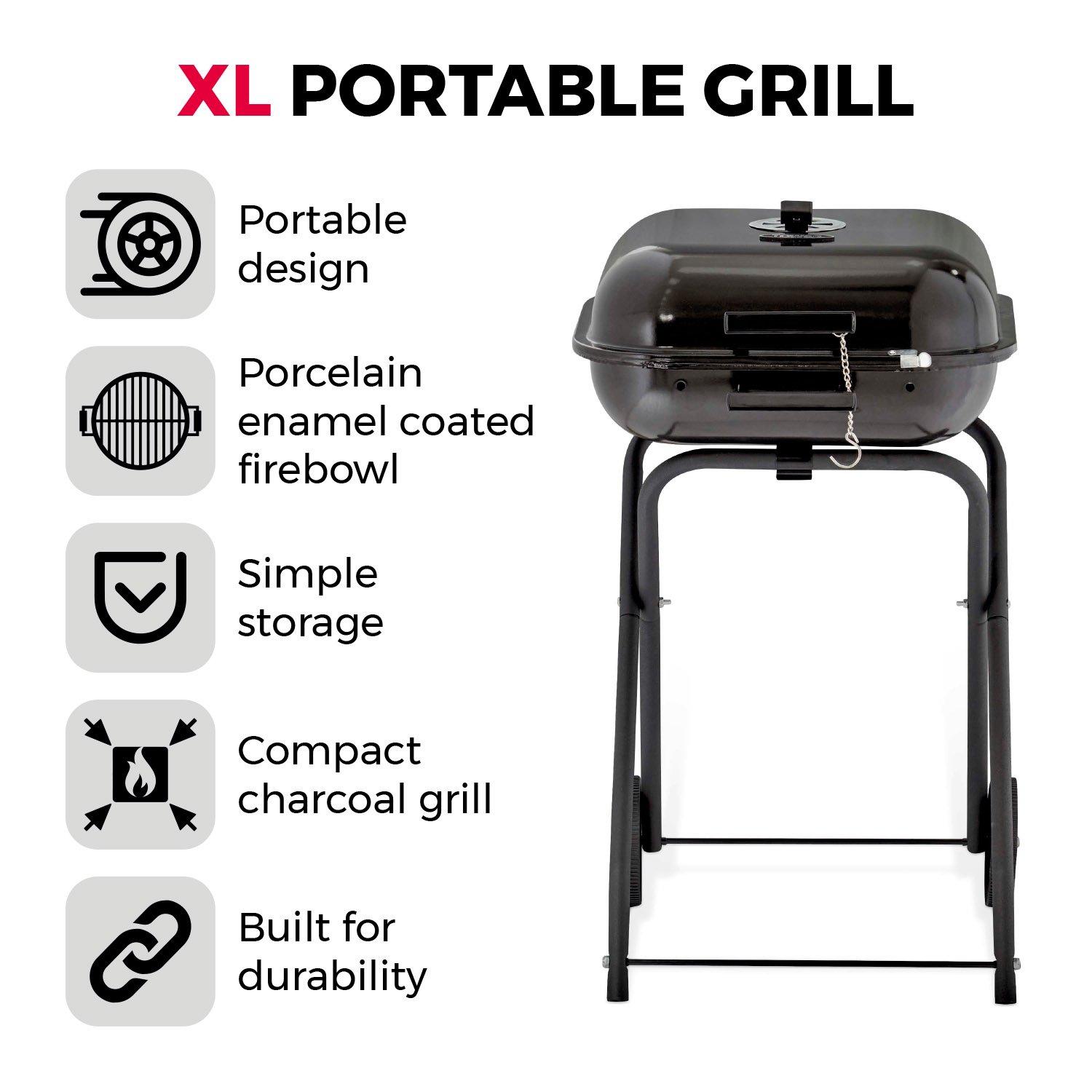 Black - Tower - XL Portable Grill With Collapsible Legs - 2