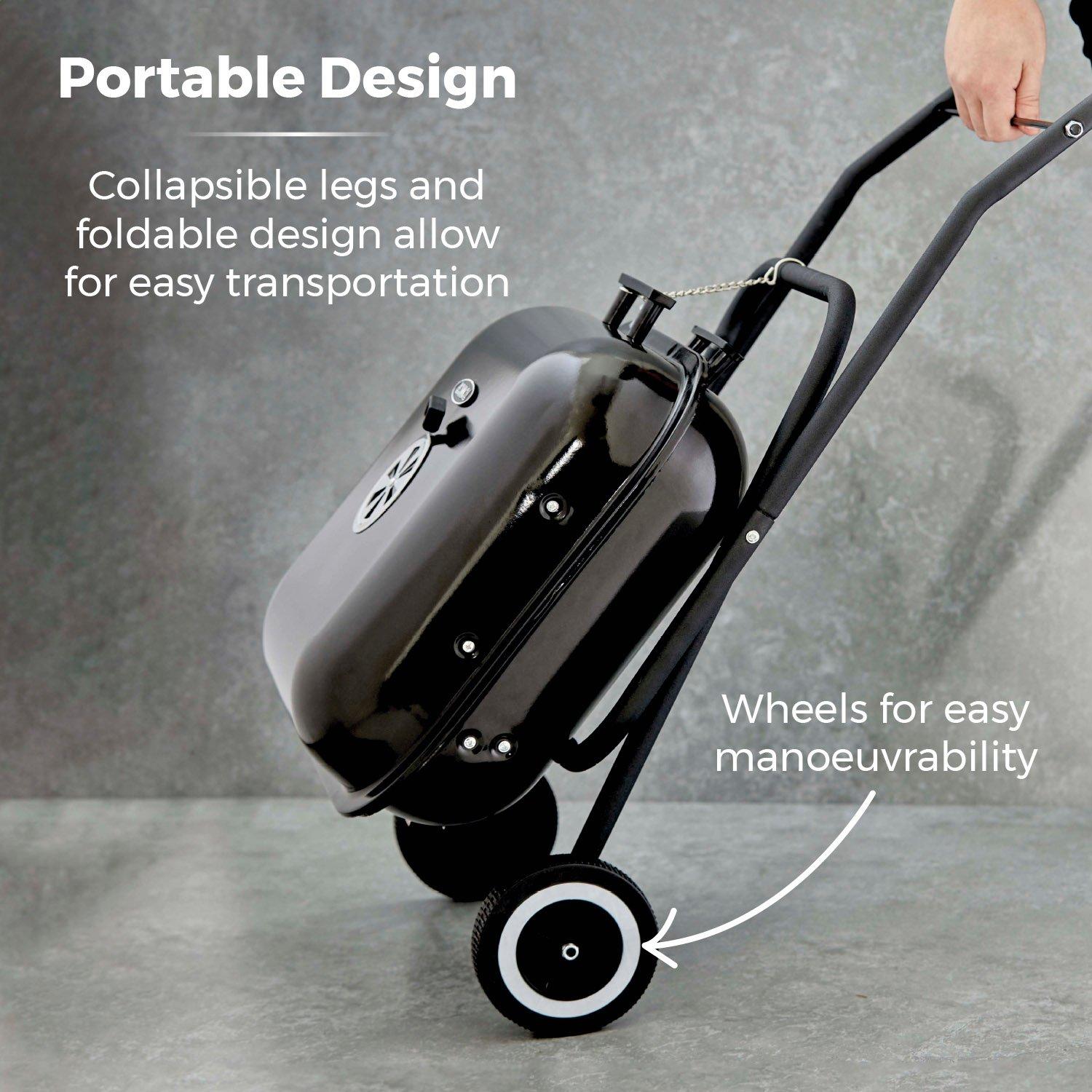 Black - Tower - XL Portable Grill With Collapsible Legs - 3