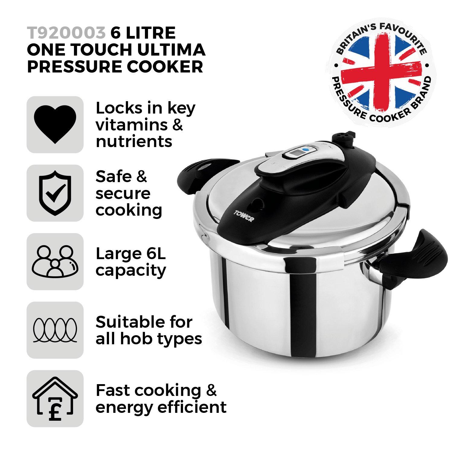 Stainless Steel - Tower - One-Touch Ultima 6L Pressure Cooker S/S - 2