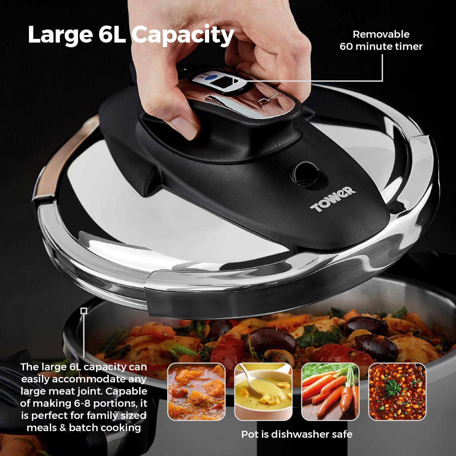 Stainless Steel - Tower - One-Touch Ultima 6L Pressure Cooker S/S - 5