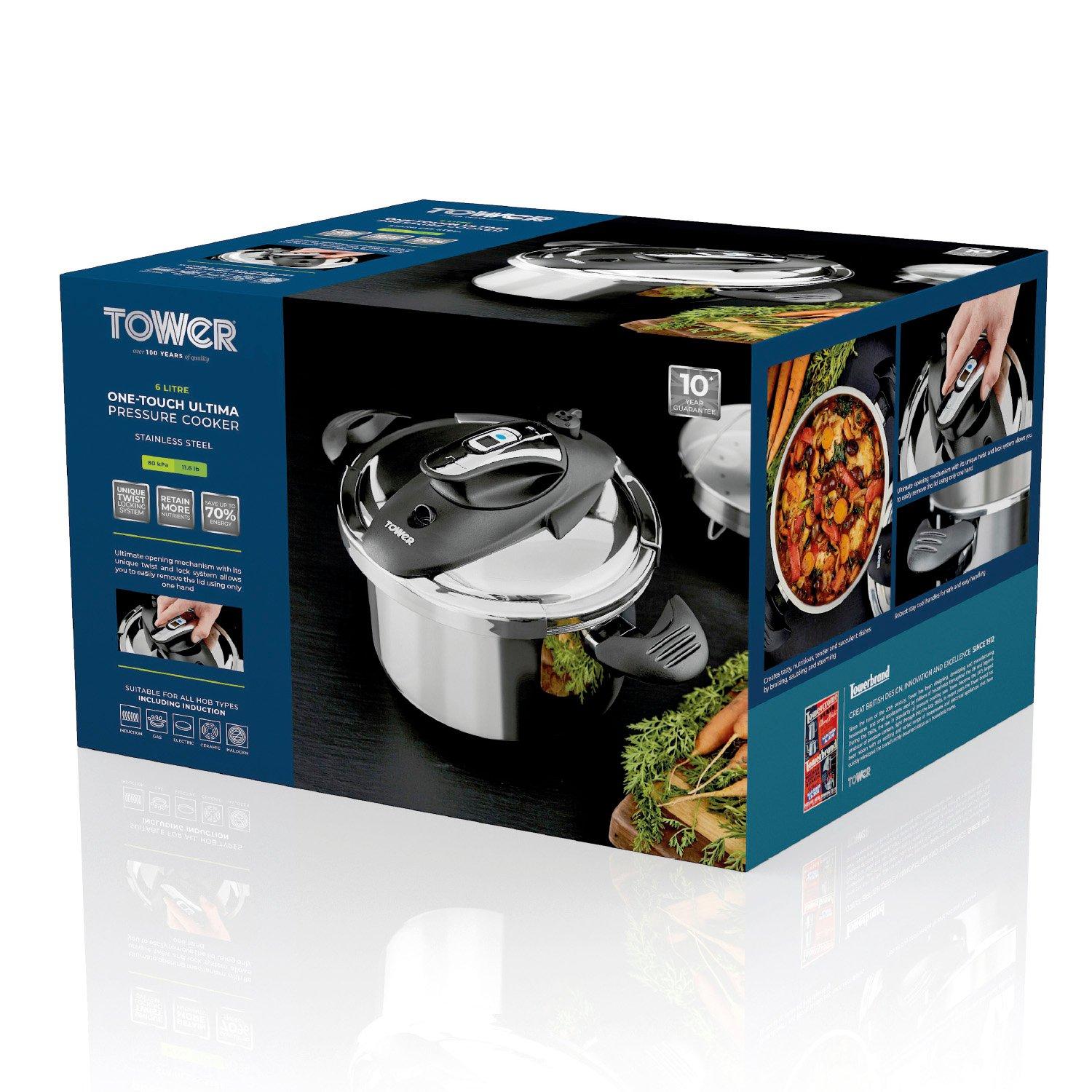 Stainless Steel - Tower - One-Touch Ultima 6L Pressure Cooker S/S - 10