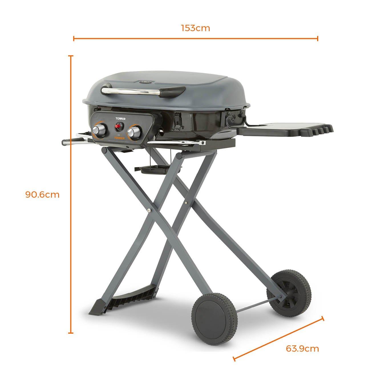 Grey - Tower - Tourer Two Burner Portable Gas BBQ - 8