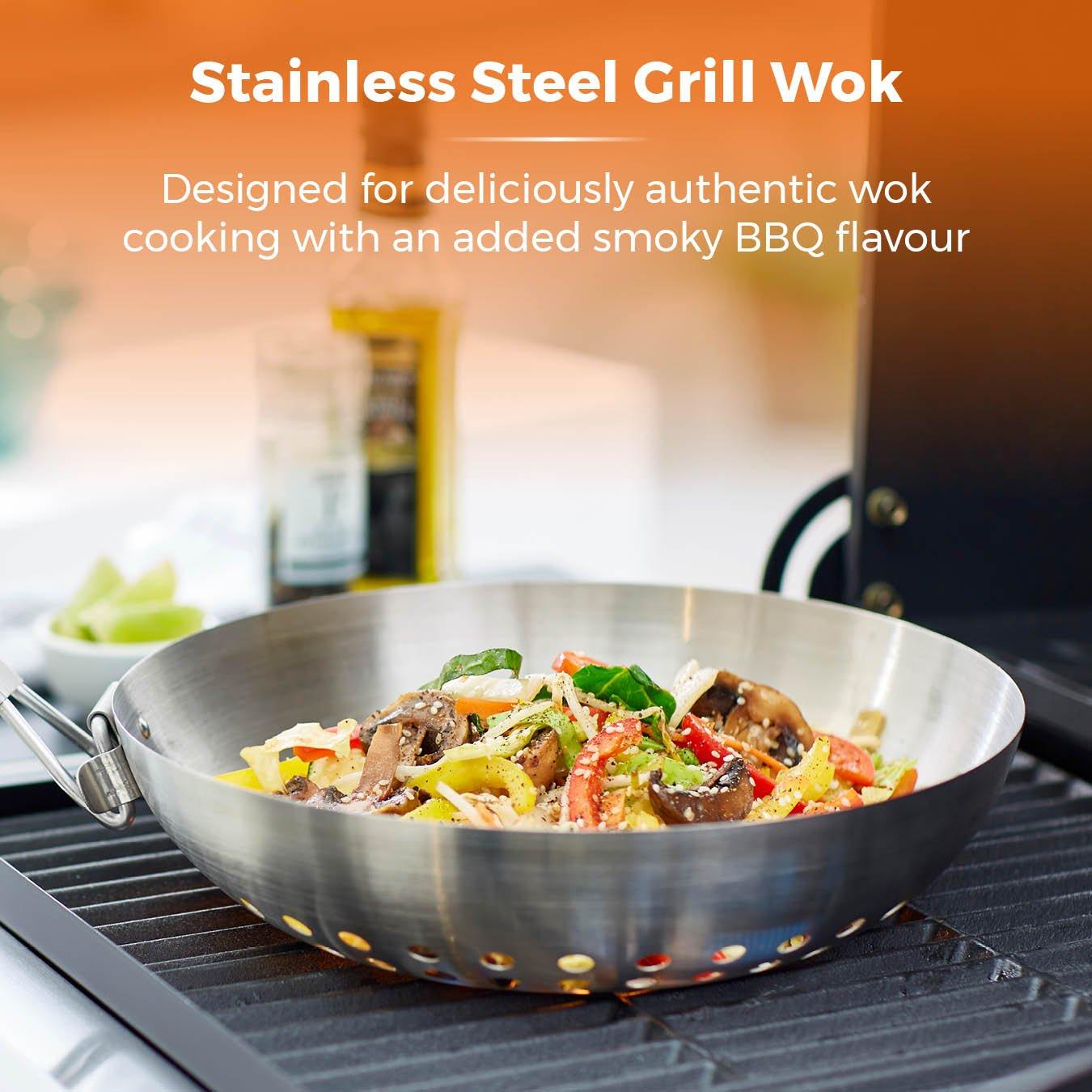 Stainless Steel - Tower - 28cm Grill Wok with Folding Handle - 3