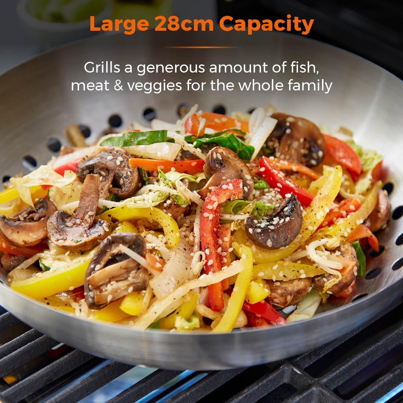 Stainless Steel - Tower - 28cm Grill Wok with Folding Handle - 4