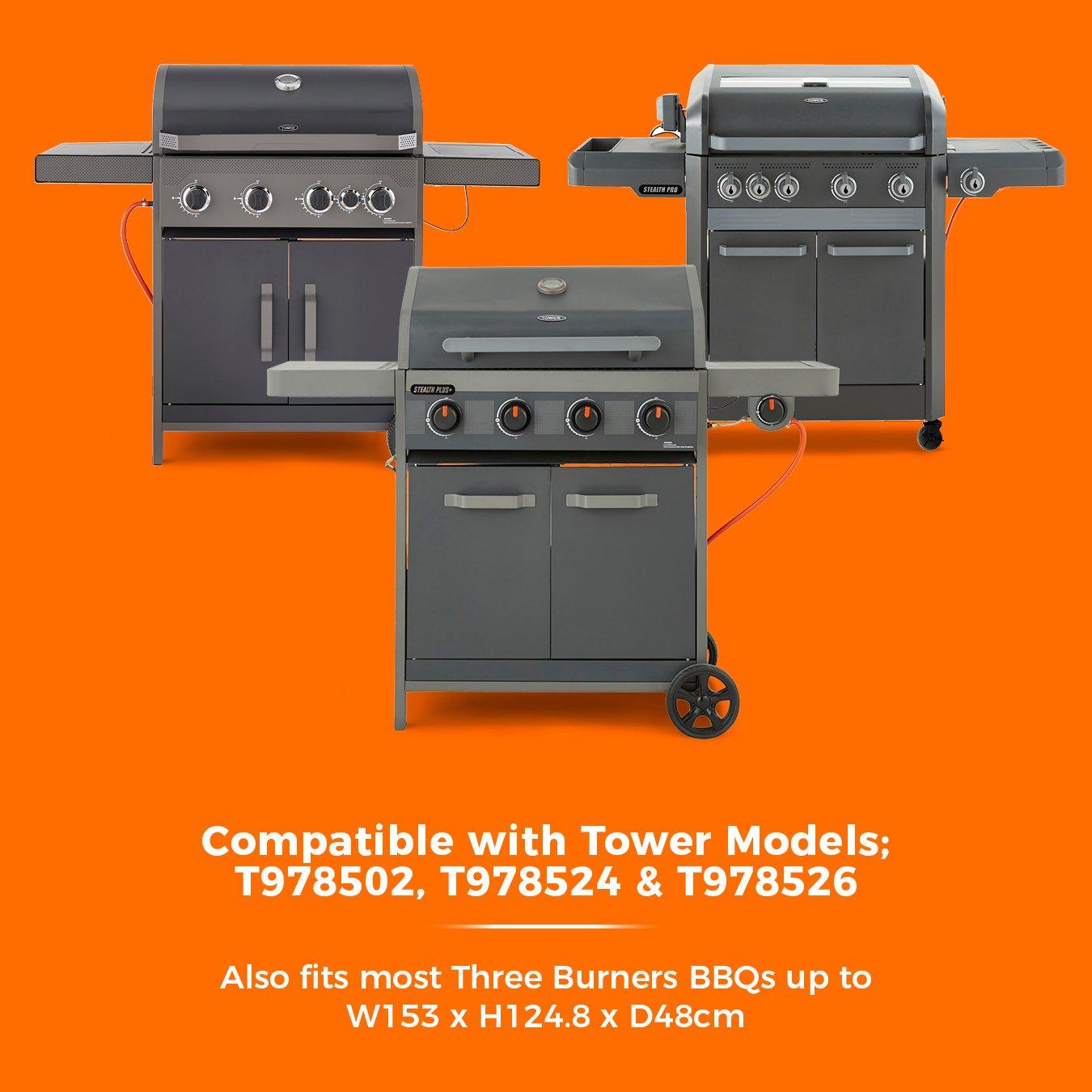 Black - Tower - 4 Burner Gas BBQ Cover Black - 7