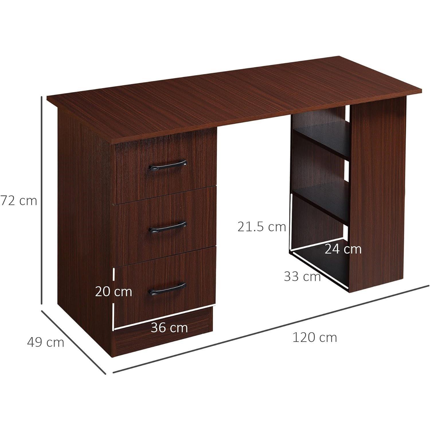 Brown - HOMCOM - Computer Desk With Storage And Shelves - 3
