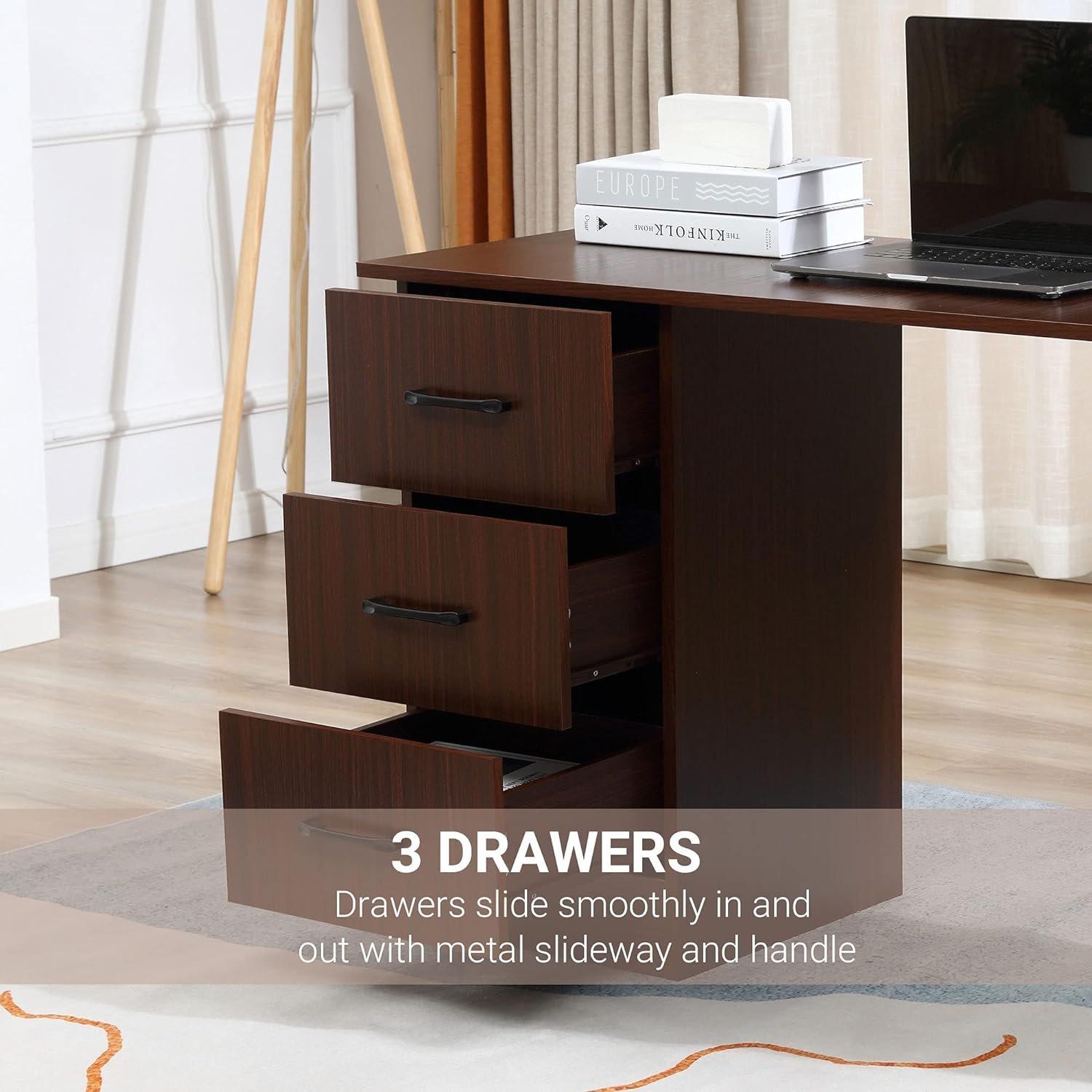 Brown - HOMCOM - Computer Desk With Storage And Shelves - 5