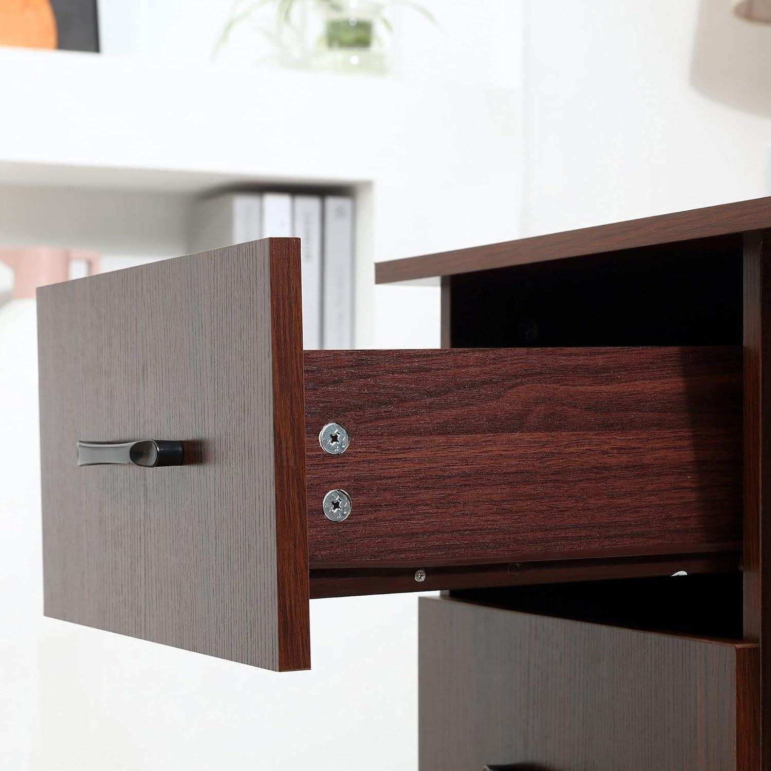 Brown - HOMCOM - Computer Desk With Storage And Shelves - 9