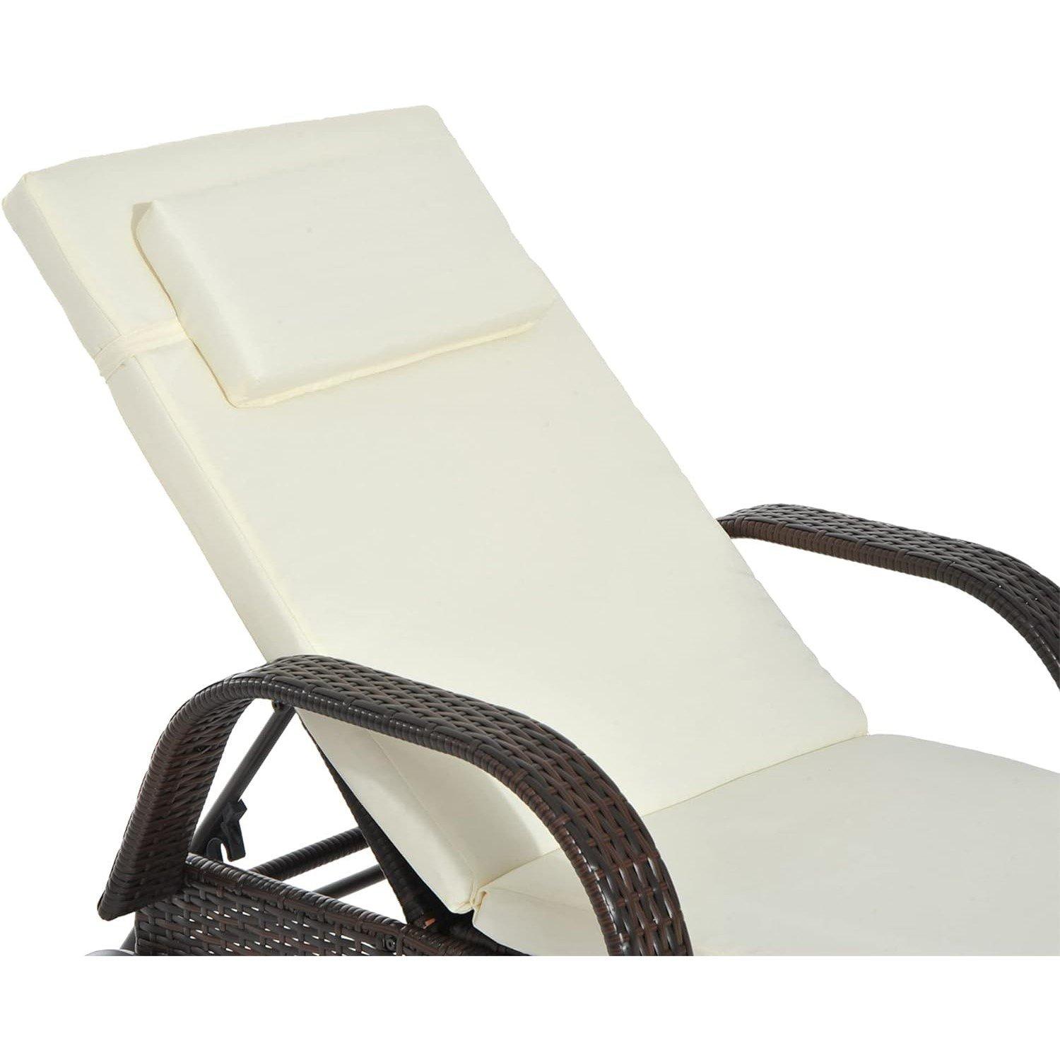 Brown - Outsunny - Rattan Ajustable Sun Lounger - 8