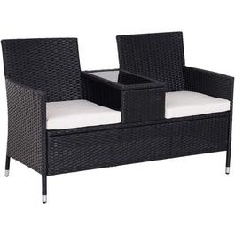 Outsunny Outsunny 2-Seater PE Rattan Outdoor Garden Bench