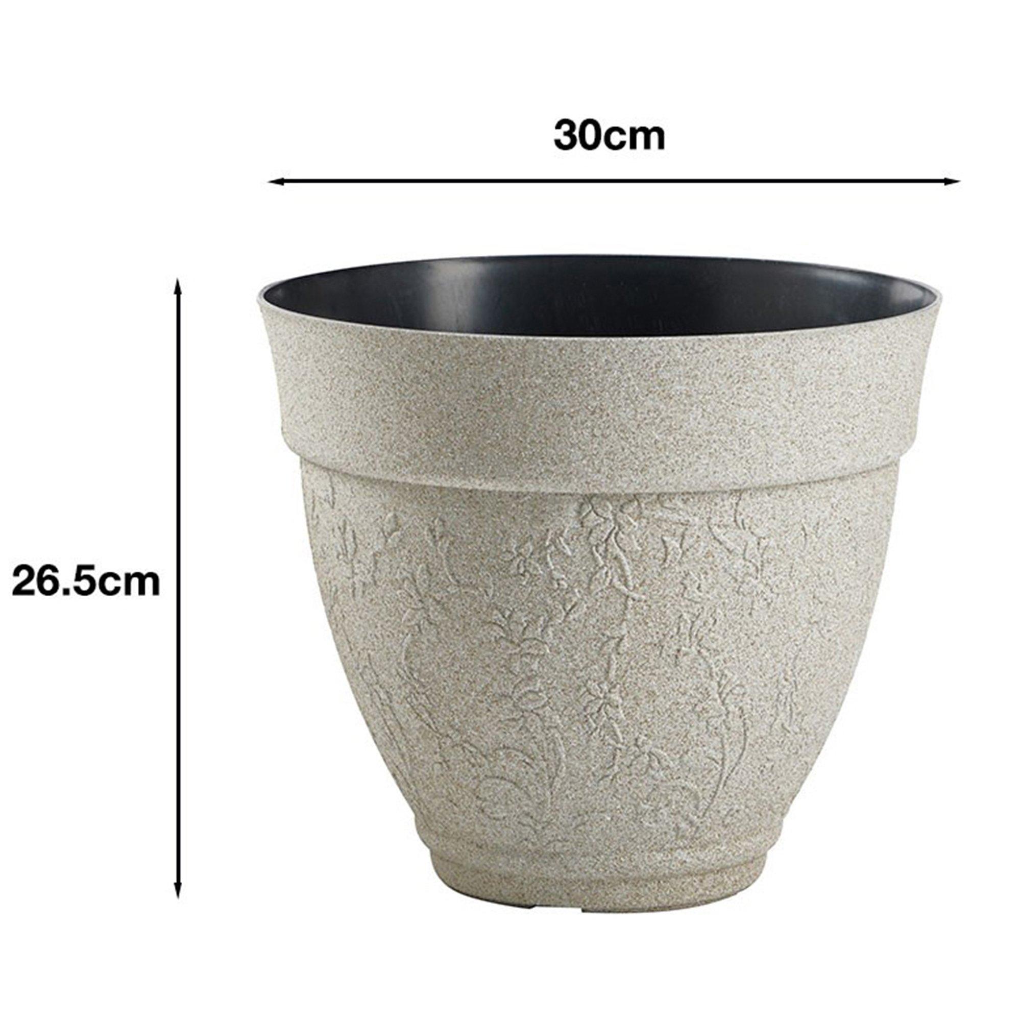 Stone - Greenhurst - Pack of 3 Floral Sandstone effect Planters - 2