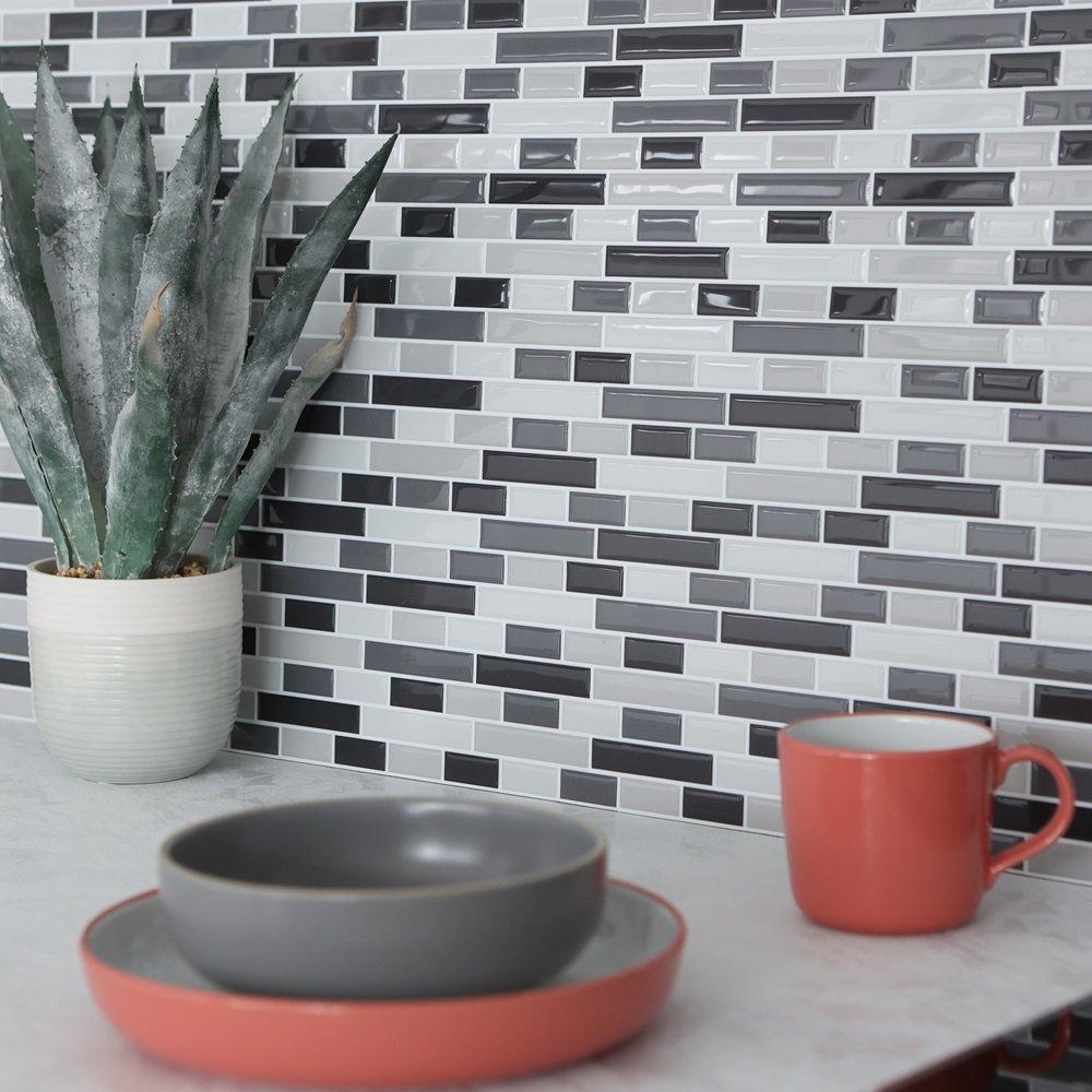 Grey - Wall Pops - Self Adhesive 3D Epoxy Tile Stickers Smoked Glass - 1