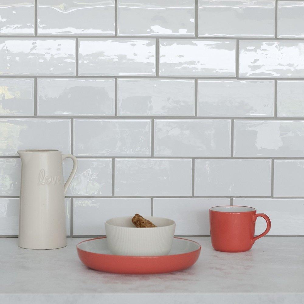 White - Wall Pops - Self Adhesive 3D Epoxy Tile Stickers Subway White - 4