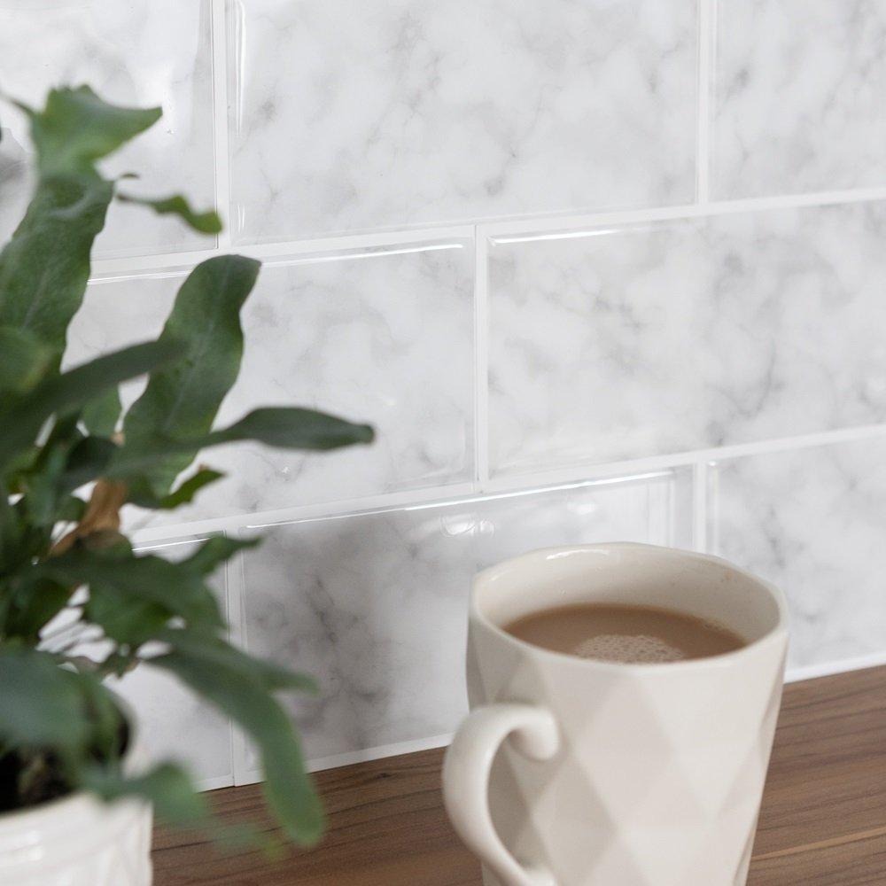 Grey - Wall Pops - Self Adhesive 3D Epoxy Tile Stickers Subway Marble - 1