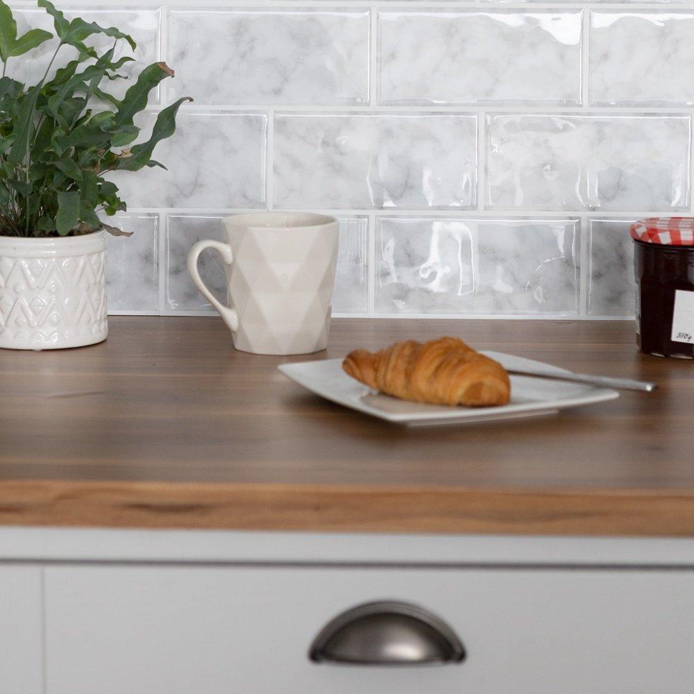 Grey - Wall Pops - Self Adhesive 3D Epoxy Tile Stickers Subway Marble - 5