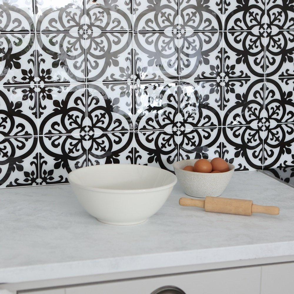 Black & White - Wall Pops - Self Adhesive 3D Epoxy Tile Stickers Avignon - 1