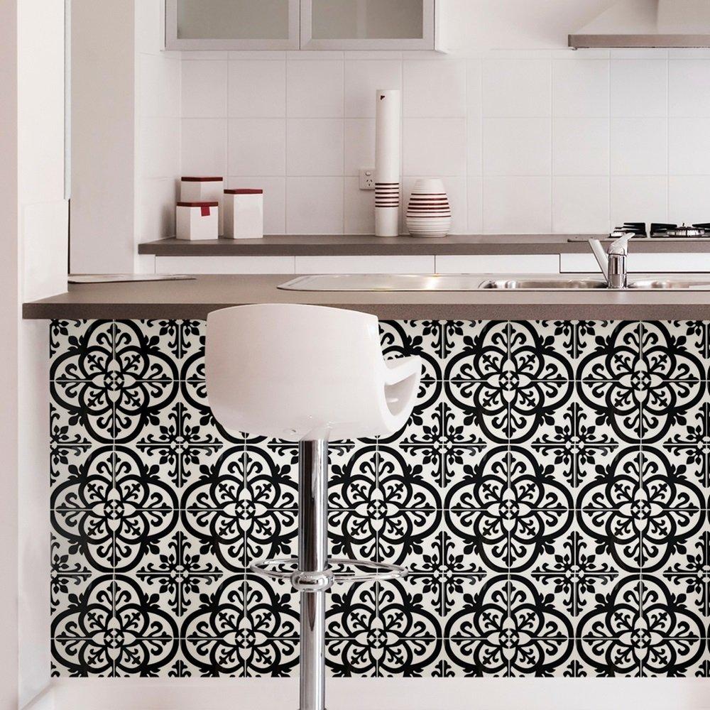 Black & White - Wall Pops - Self Adhesive 3D Epoxy Tile Stickers Avignon - 5